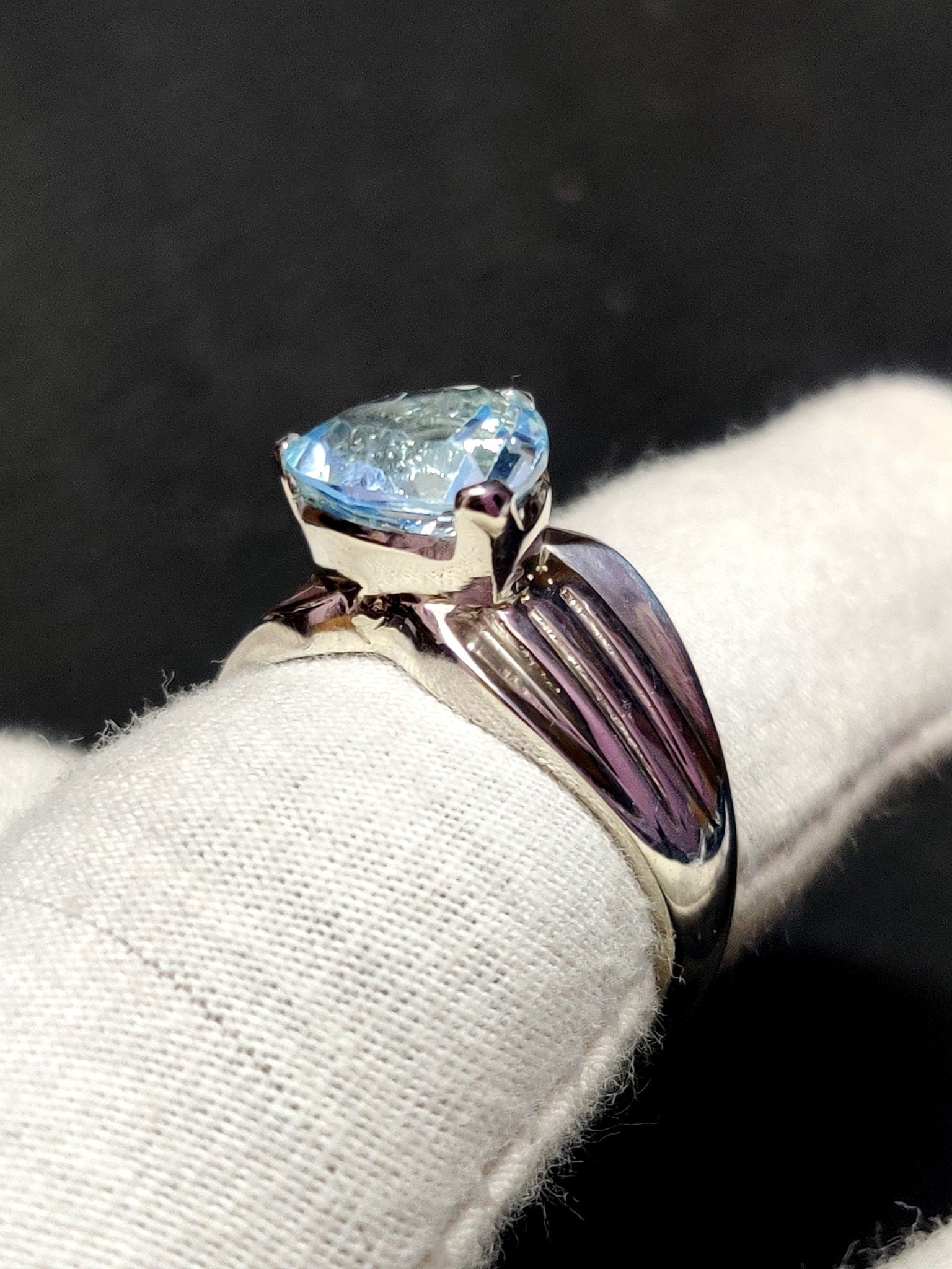 925 Silver Blue Topaz Statement Ring 5 Ct Blue Topaz Band 10 mm Trillion Cut Blue Topaz Band Handmade Blue Topaz Ring Gemstone Ring