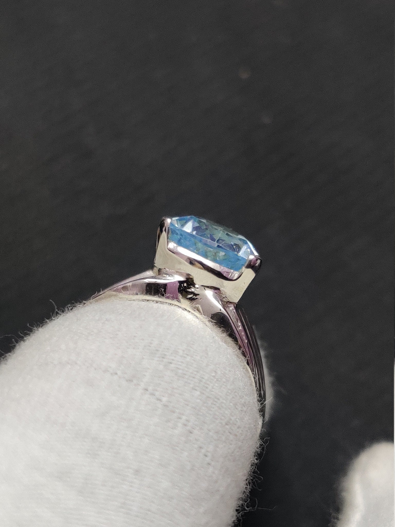 925 Silver Blue Topaz Statement Ring 5 Ct Blue Topaz Band 10 mm Trillion Cut Blue Topaz Band Handmade Blue Topaz Ring Gemstone Ring