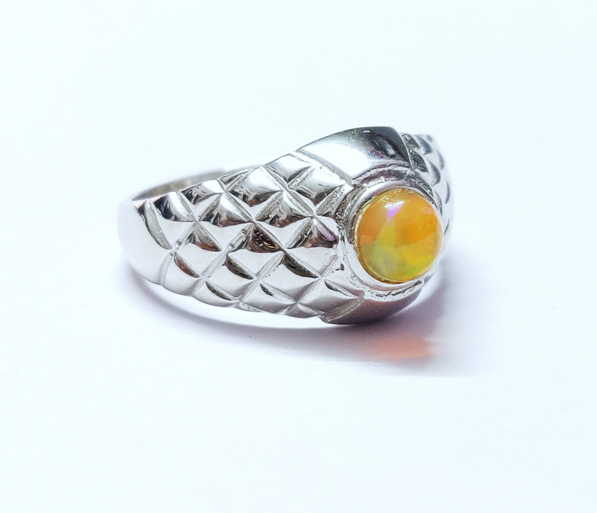 Silver Opal Band Opal Wedding Band 5 mm Round Opal Engagement Band Fire Opal Ring Ethiopian Opal Men Ring Opal Anniversary Ring