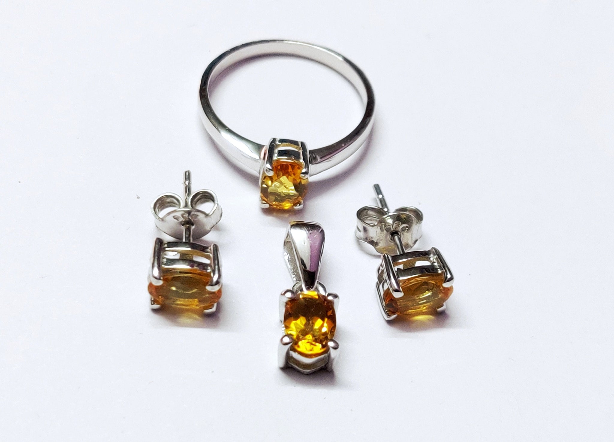 Citrine Jewelry Set 925 Silver Citrine Jewelry Set 5x7 mm Oval Cut Citrine Jewelry Set Bridal Jewelry Set Natural Citrine Jewelry