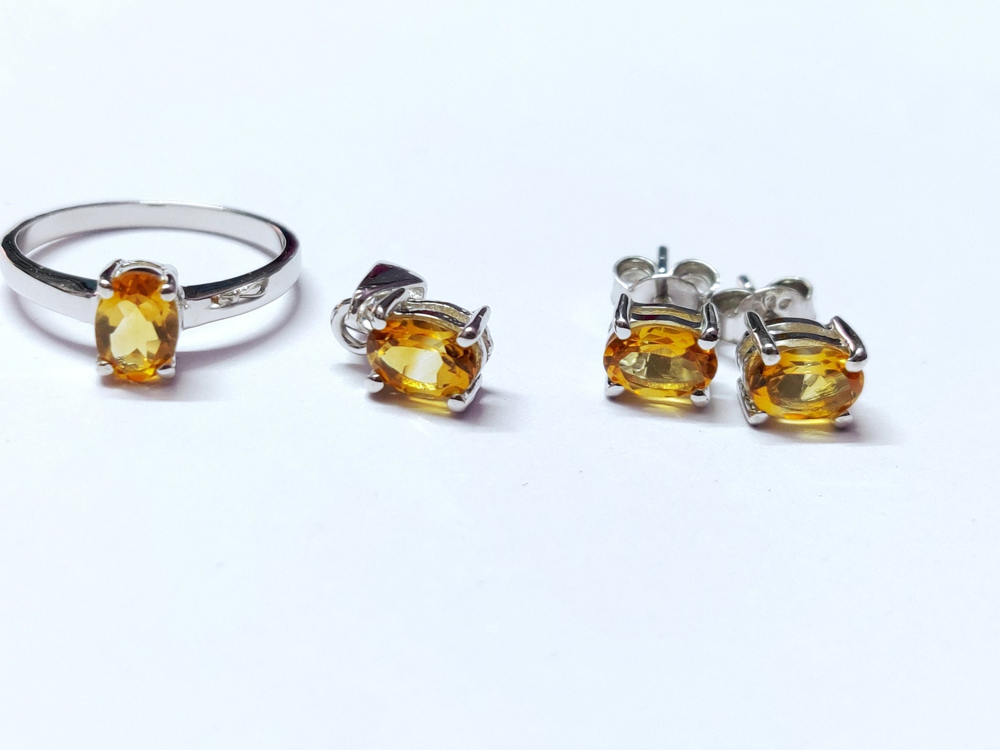 Citrine Jewelry Set 925 Silver Citrine Jewelry Set 5x7 mm Oval Cut Citrine Jewelry Set Bridal Jewelry Set Natural Citrine Jewelry