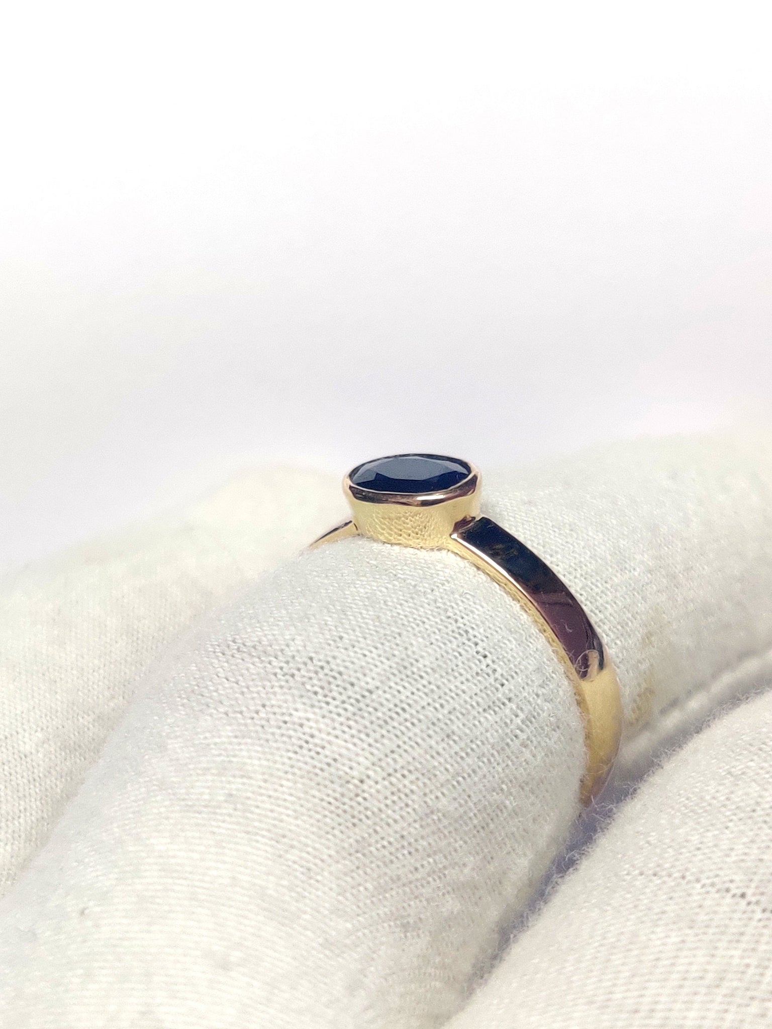 Gold Blue Sapphire Band 14K Gold Blue Sapphire Ring 1 Ct Sapphire Gold Ring 14K Blue Sapphire Wedding Band Blue Sapphire Engagement Band
