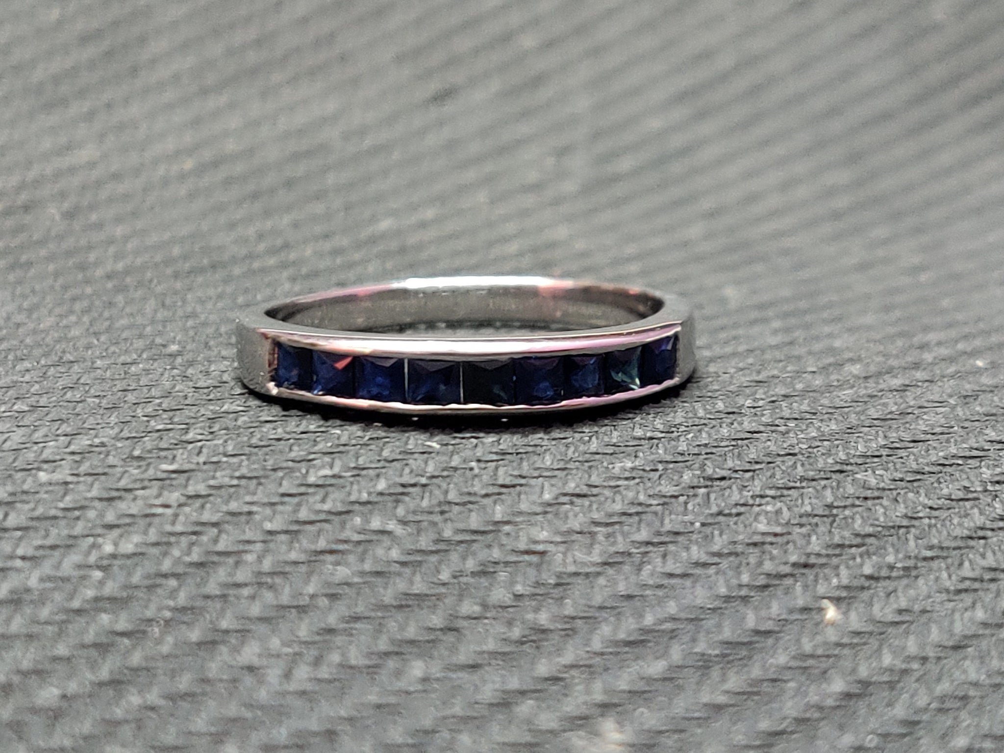 Blue Sapphire Semi Eternity Band Natural Blue Sapphire Eternity Ring 1 Ct Sapphire Band 925 Silver Sapphire Stacking Ring Birthstone Band