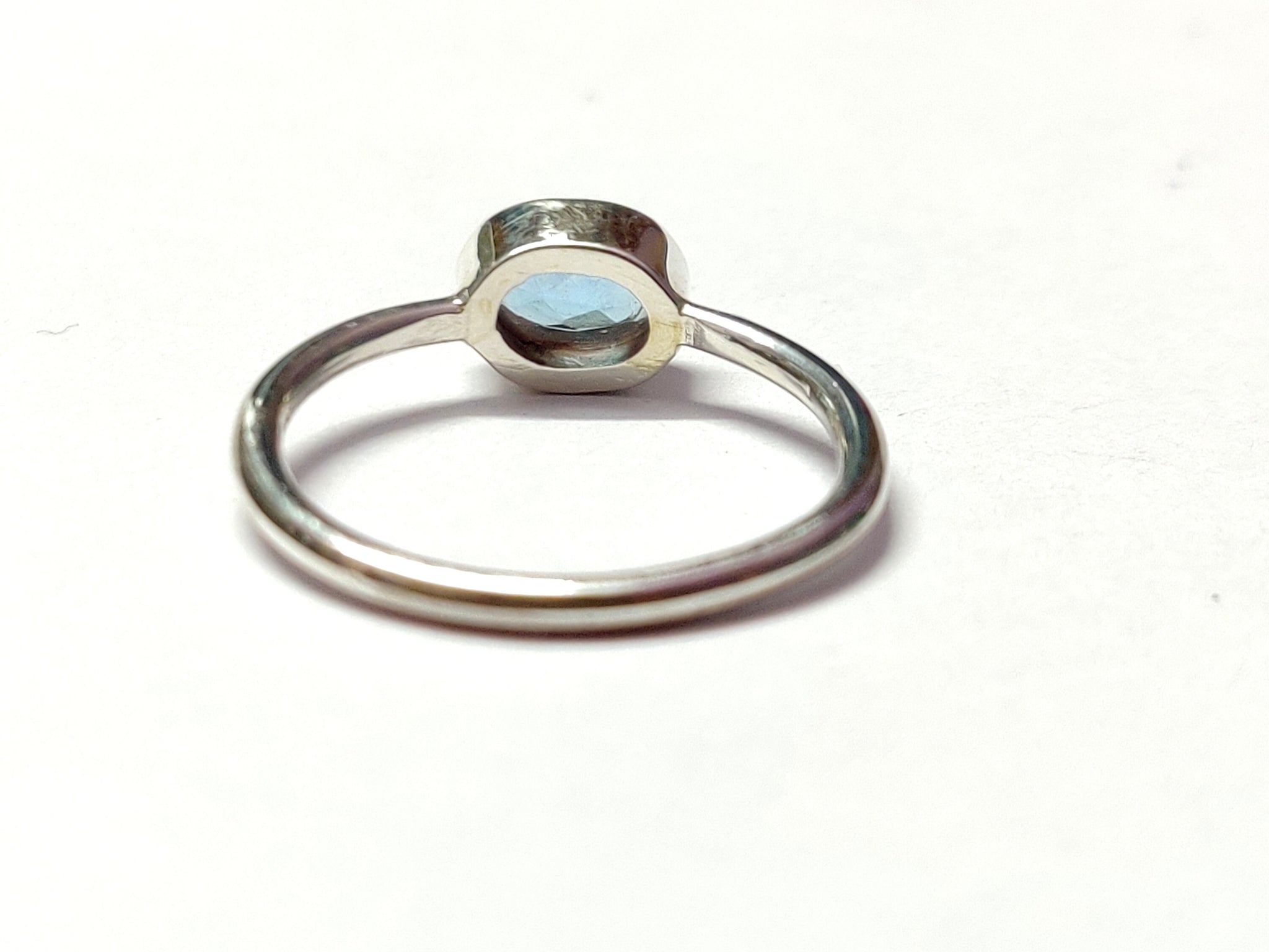 Blue Topaz Stacking Ring Swiss Blue Topaz Minimalist Ring 5x7 mm Oval 1 Ct Blue Topaz Band December Birthstone Ring Blue Topaz Dainty Ring