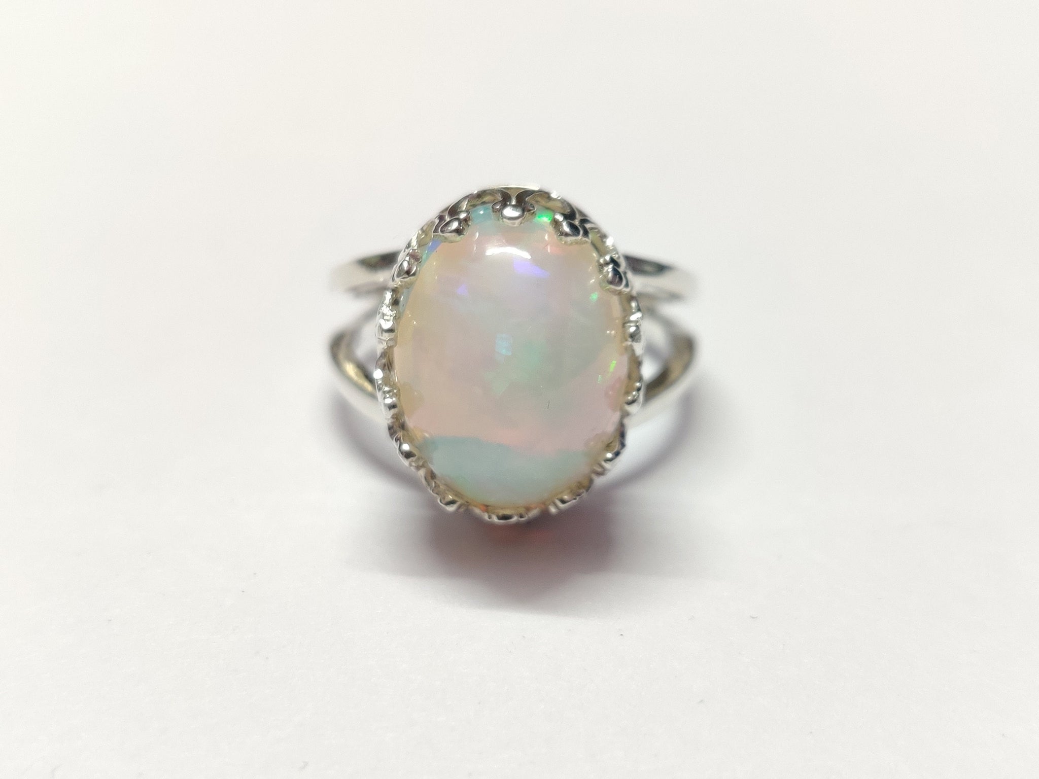 Opal Statement Ring Large Opal Ring 10x14 mm Oval Ethiopian Opal Engagement Ring 925 Silver Welo Opal Wedding Ring October Birthstone Ring