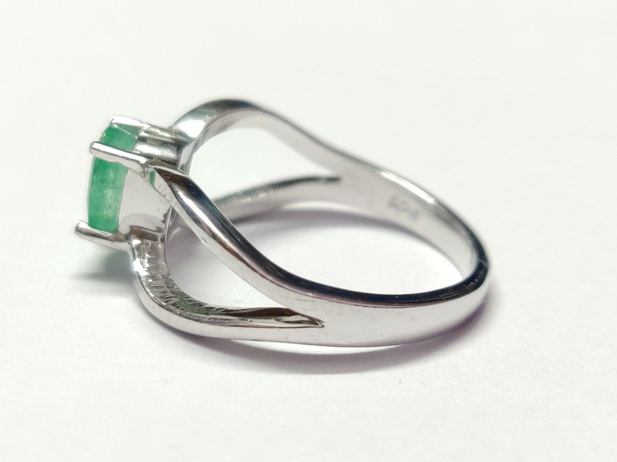 Tiny Emerald Band Sterling Silver Emerald Ring Daily Wear Emerald Ring 4x6 mm Oval 0.6 Ct Emerald Stacking Ring May Birthstone Ring