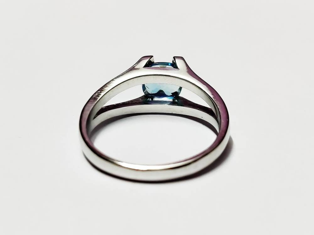 Silver London Blue Topaz Solitaire Ring 8 mm Cushion 2.6 Ct London Blue Topaz Engagement London Blue Topaz Engagement Ring Anniversary Ring