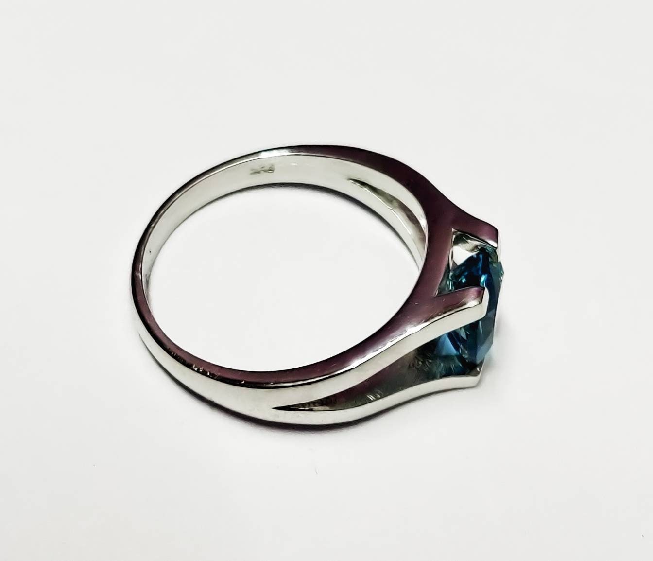 Silver London Blue Topaz Solitaire Ring 8 mm Cushion 2.6 Ct London Blue Topaz Engagement London Blue Topaz Engagement Ring Anniversary Ring