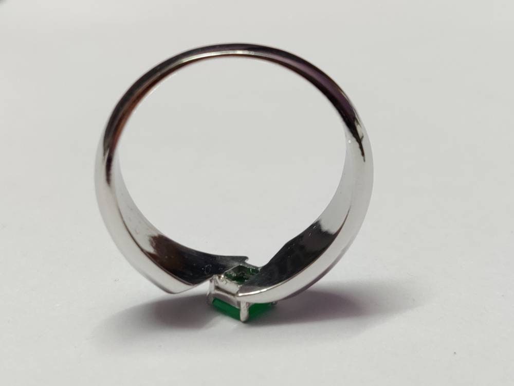 Heavy Silver Emerald Ring 5 mm Square Emerald Solitaire Ring Emerald Men Ring Natural Emerald Band Emerald Anniversary Gifts For Him