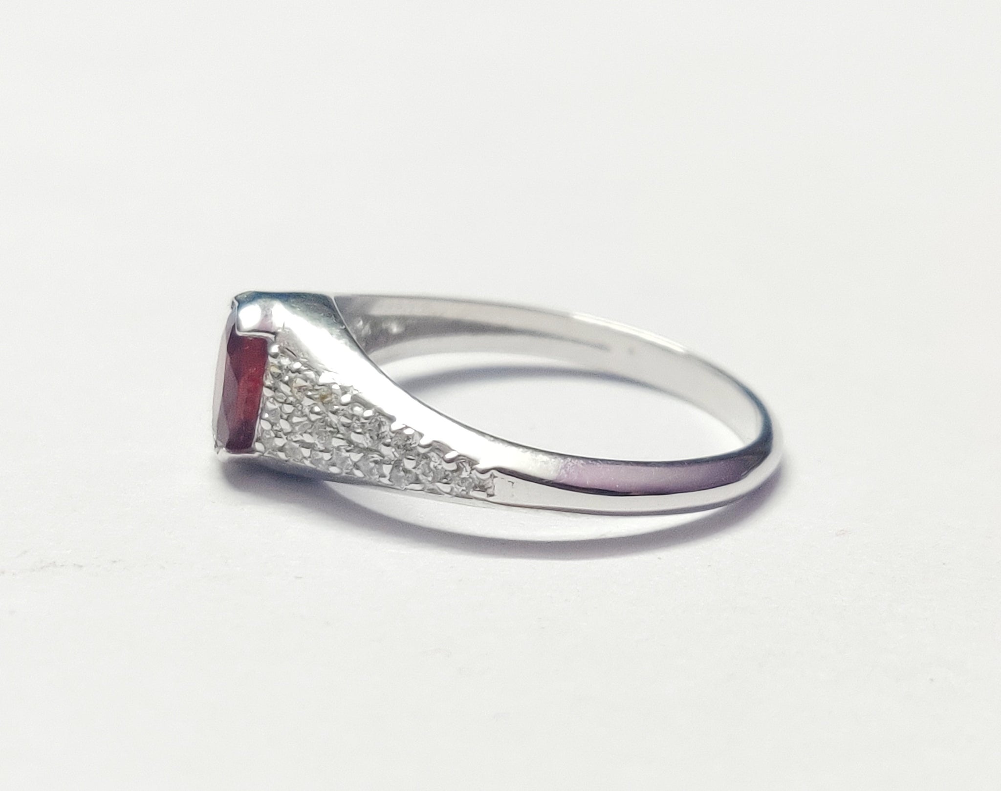 Silver Ruby Band 5x7 mm Oval 1 Ct Ruby Band Red Ruby Anniversary Ring July Birthstone Ring Red Ruby Ring 925 Sterling Silver Ruby Ring