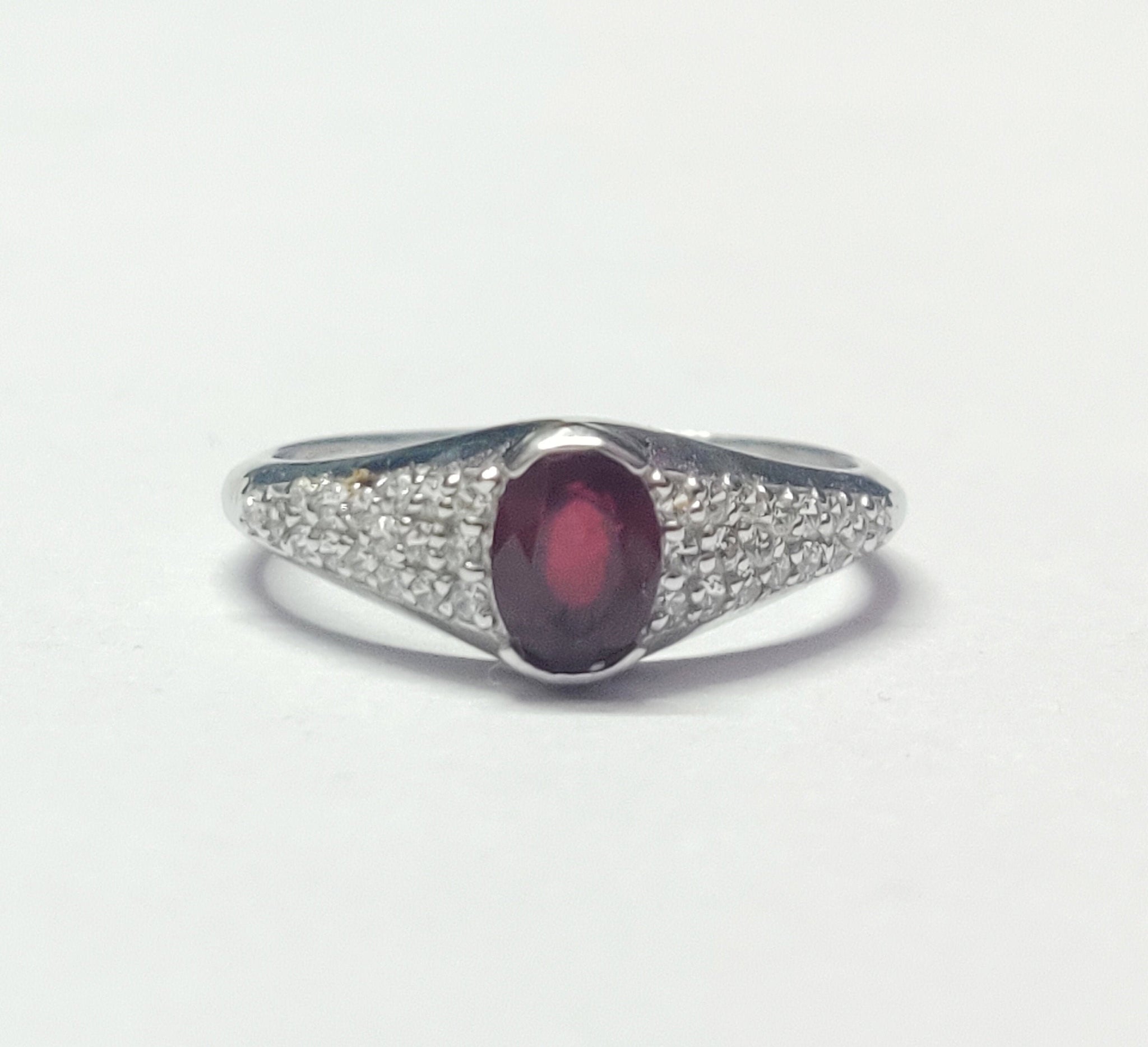Silver Ruby Band 5x7 mm Oval 1 Ct Ruby Band Red Ruby Anniversary Ring July Birthstone Ring Red Ruby Ring 925 Sterling Silver Ruby Ring