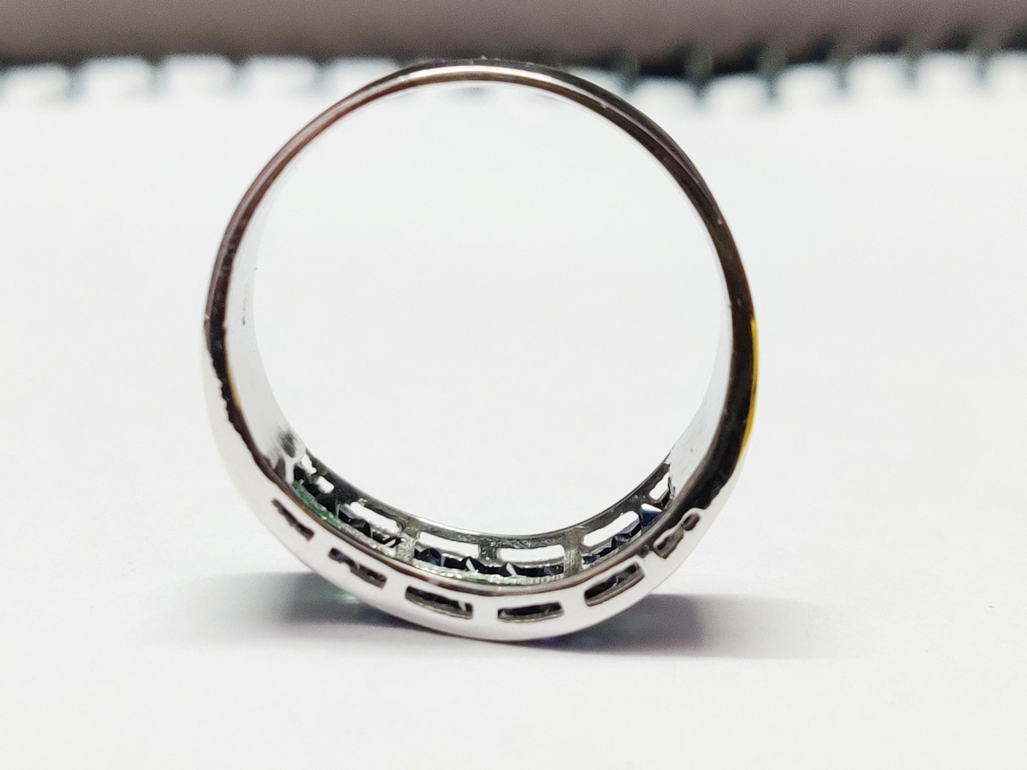 Silver Emerald Sapphire Ring Men Sapphire Emerald Statement Band Mens Emerald Ring Mens Sapphire Ring Mens Jewelry Fathers Day Gift