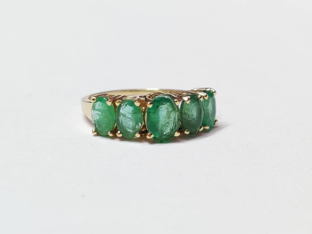 Gold Emerald Ring 14K Yellow Gold Natural Emerald Ring Gold Emerald Ring Men Gold Emerald Wedding Band 2.5 Ct Zambian Emerald Ring