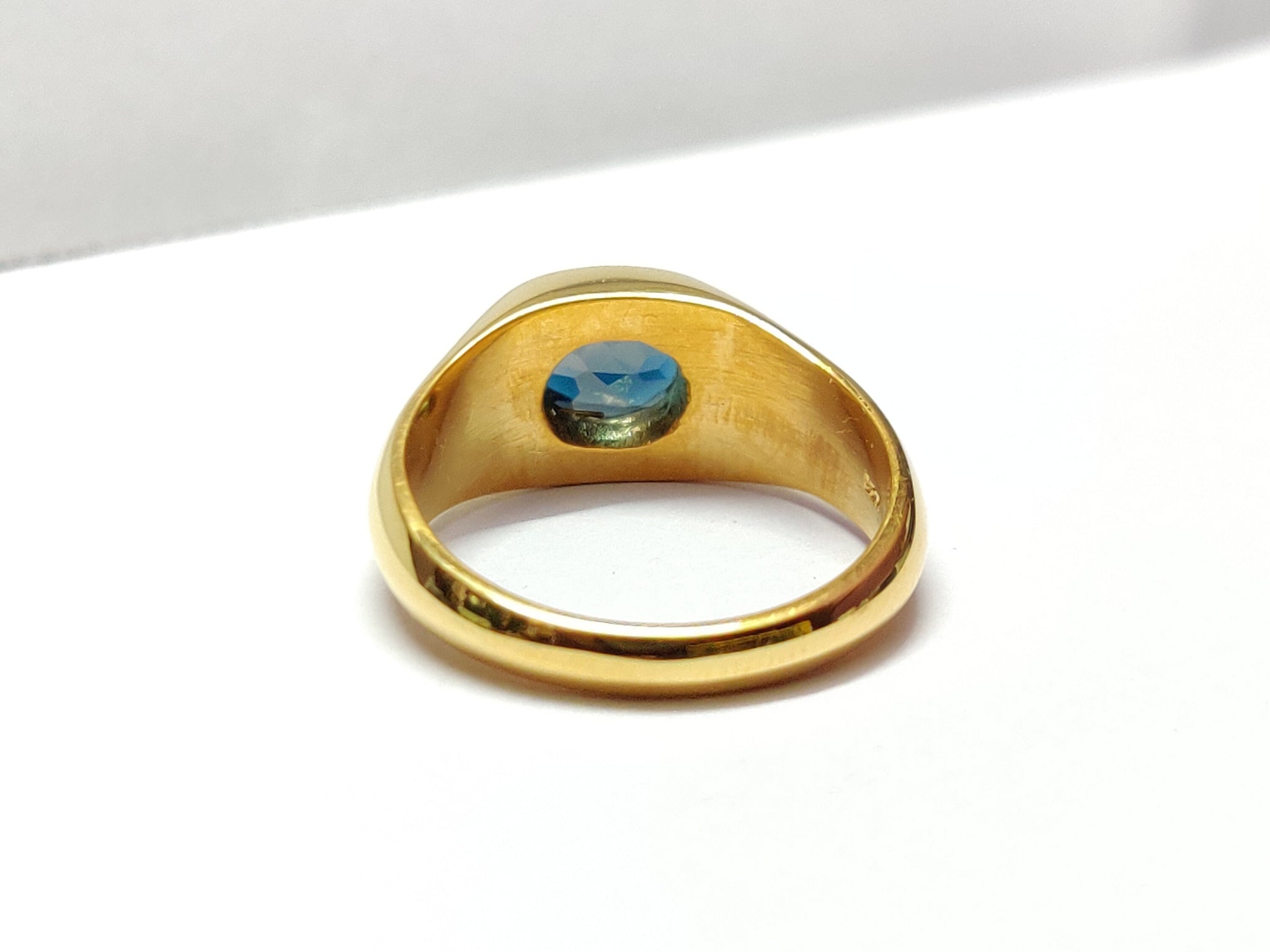 Heavy Solid Blue Topaz Men Ring High Quality London Blue Topaz 7x9 mm Oval 2 Ct Blue Topaz Sterling Silver , 14K, 18K London Topaz Men Ring