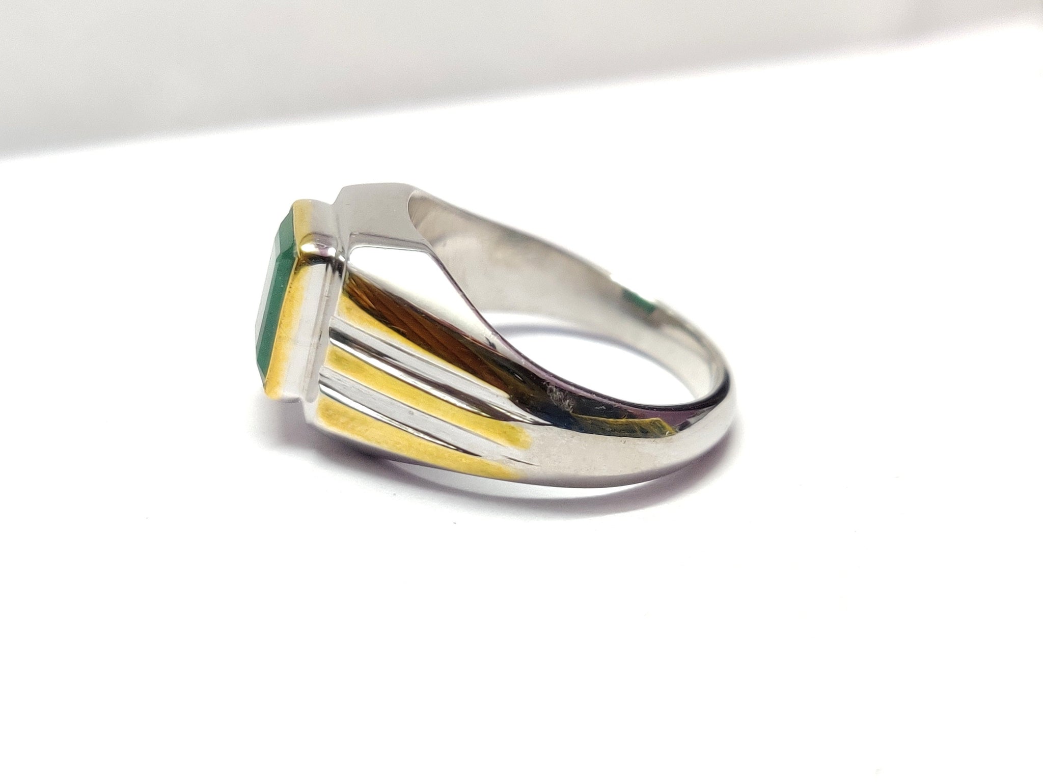 Emerald Ring Men Heavy Emerald Ring 6x8 Octagon 1.5 Ct Emerald Vintage Ring Natural Emerald Ring Emerald Engagement Ring Men Sterling Silver