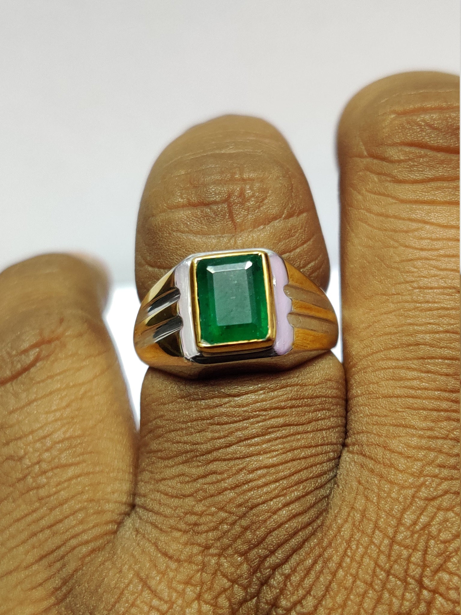 Emerald Ring Men Heavy Emerald Ring 6x8 Octagon 1.5 Ct Emerald Vintage Ring Natural Emerald Ring Emerald Engagement Ring Men Sterling Silver