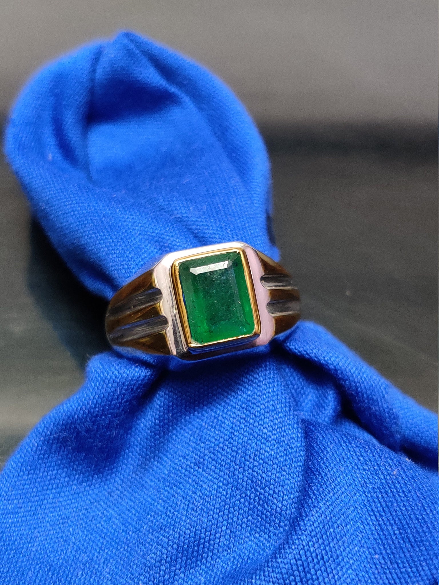 Emerald Ring Men Heavy Emerald Ring 6x8 Octagon 1.5 Ct Emerald Vintage Ring Natural Emerald Ring Emerald Engagement Ring Men Sterling Silver
