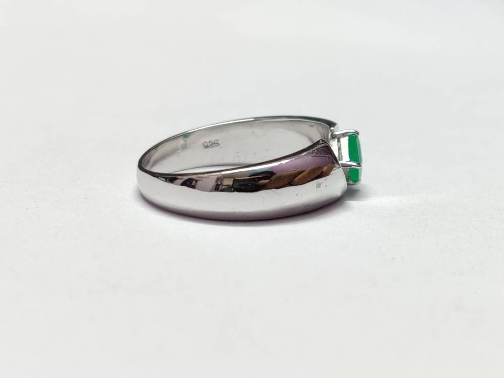 Heavy Silver Emerald Ring 5 mm Square Emerald Solitaire Ring Emerald Men Ring Natural Emerald Band Emerald Anniversary Gifts For Him