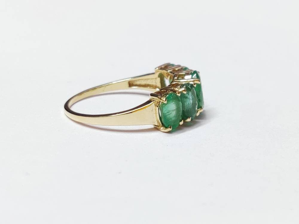Gold Emerald Ring 14K Yellow Gold Natural Emerald Ring Gold Emerald Ring Men Gold Emerald Wedding Band 2.5 Ct Zambian Emerald Ring