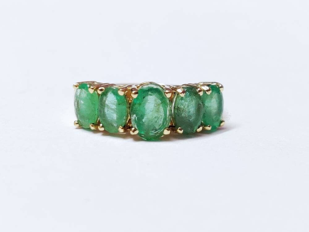 Gold Emerald Ring 14K Yellow Gold Natural Emerald Ring Gold Emerald Ring Men Gold Emerald Wedding Band 2.5 Ct Zambian Emerald Ring
