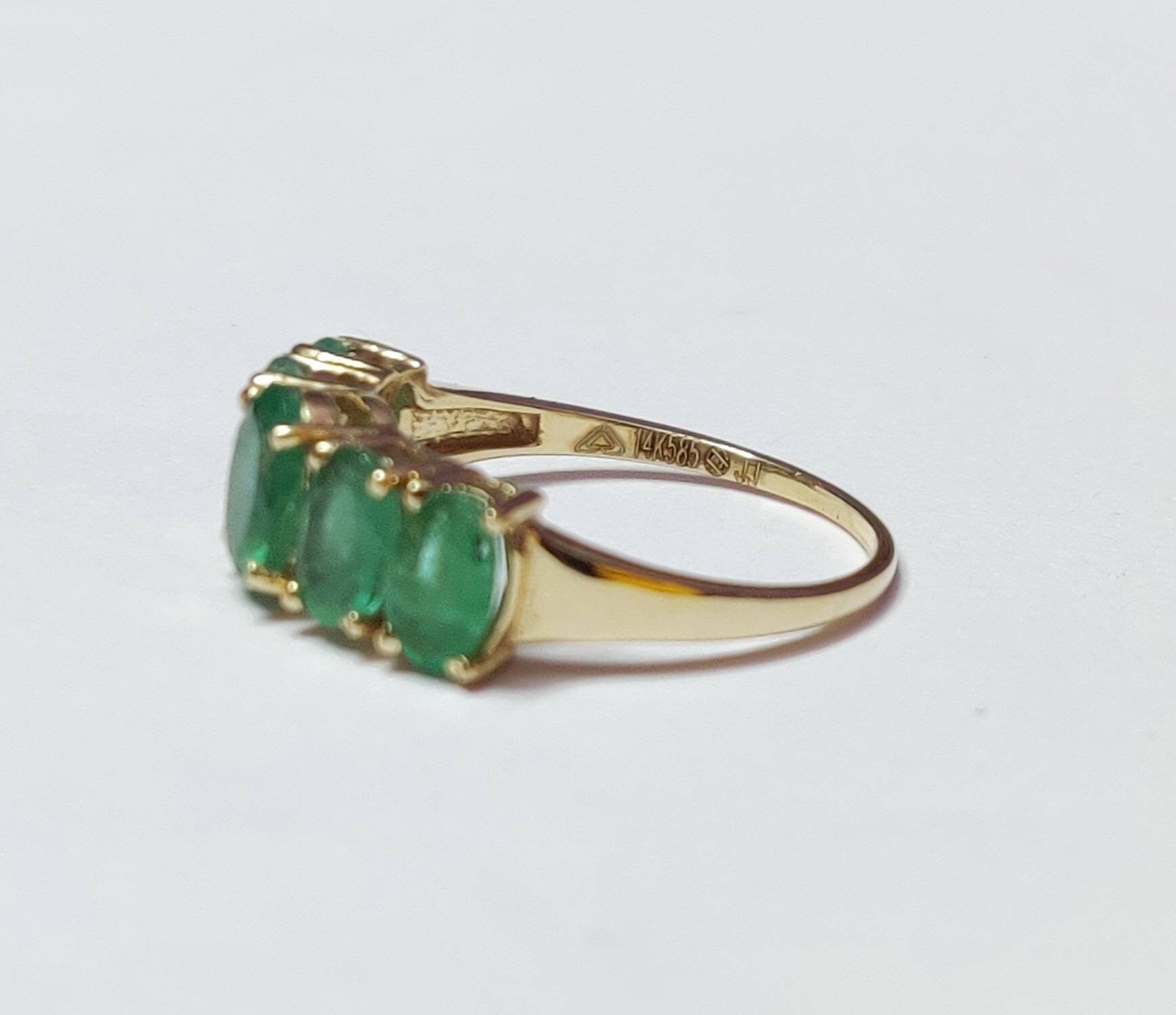 Gold Emerald Ring 14K Yellow Gold Natural Emerald Ring Gold Emerald Ring Men Gold Emerald Wedding Band 2.5 Ct Zambian Emerald Ring