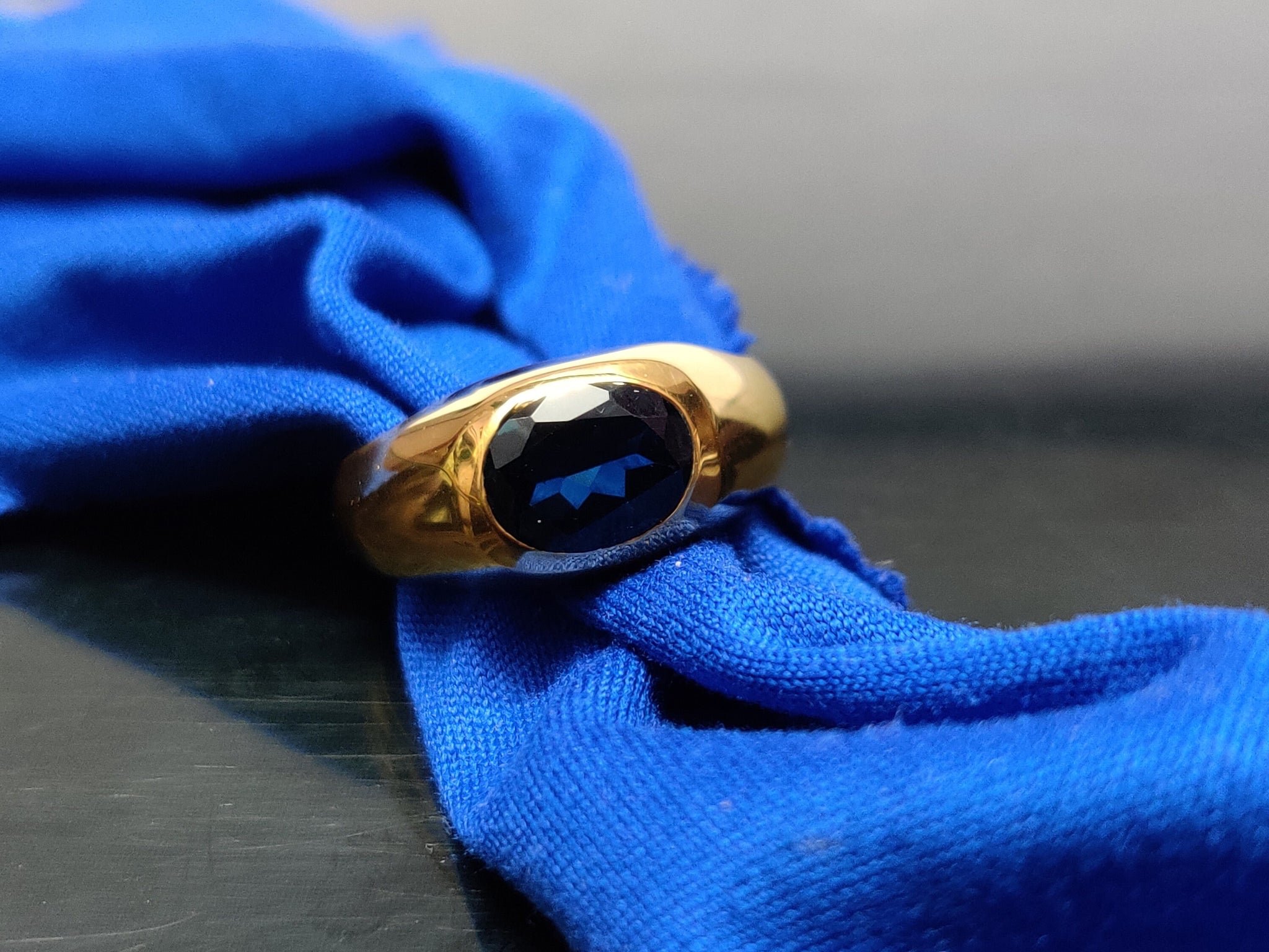 Heavy Solid Blue Topaz Men Ring High Quality London Blue Topaz 7x9 mm Oval 2 Ct Blue Topaz Sterling Silver , 14K, 18K London Topaz Men Ring