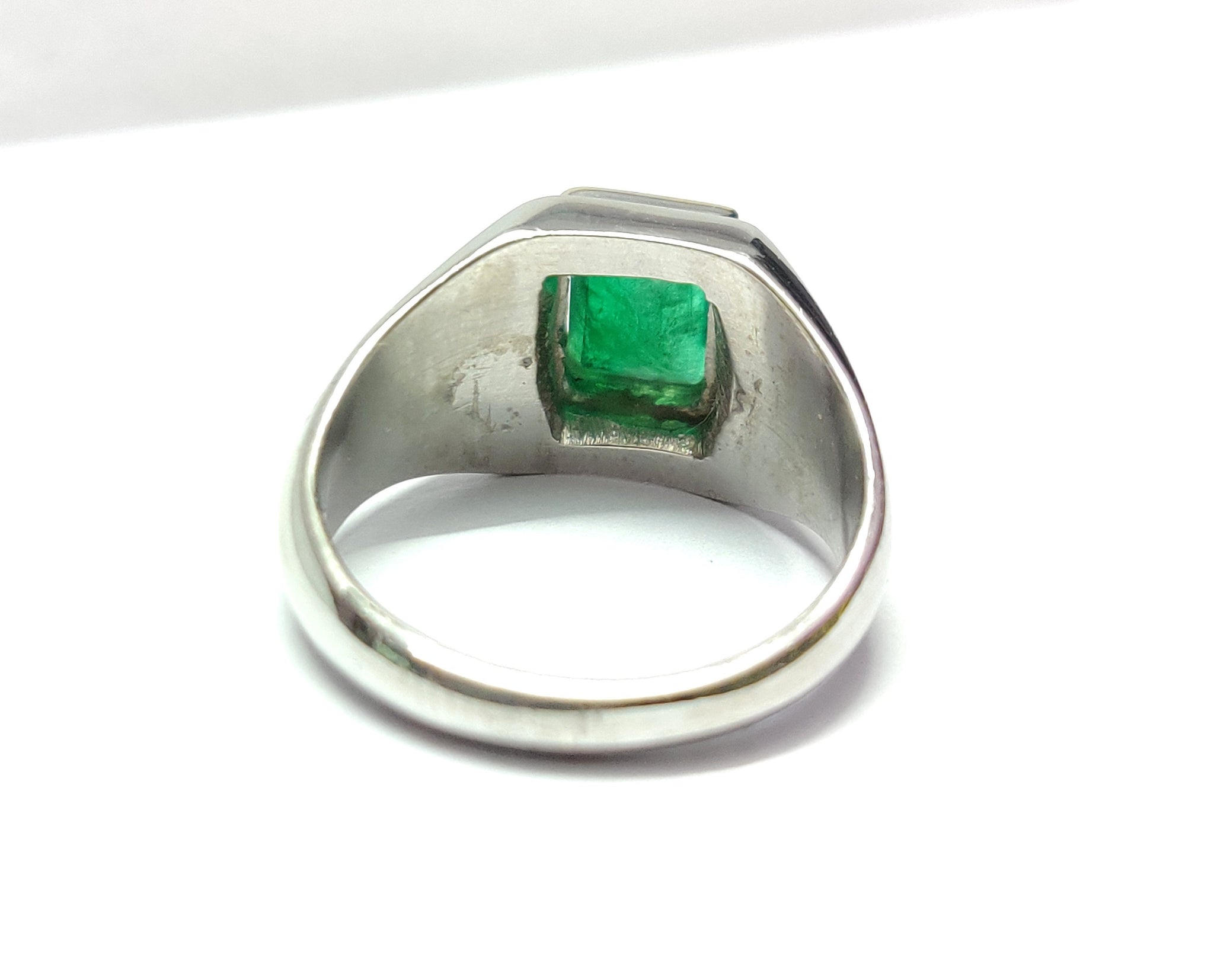 Emerald Ring Men Heavy Emerald Ring 6x8 Octagon 1.5 Ct Emerald Vintage Ring Natural Emerald Ring Emerald Engagement Ring Men Sterling Silver