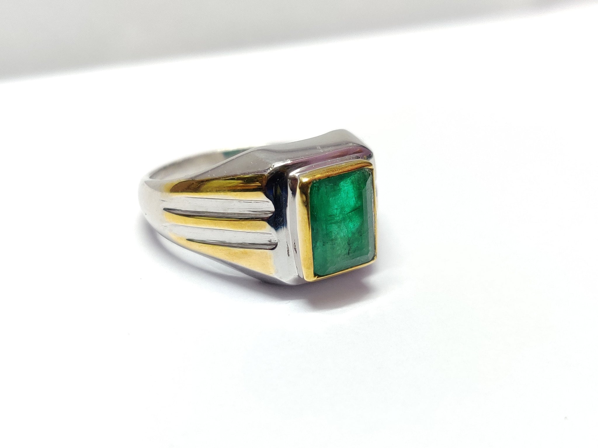 Emerald Ring Men Heavy Emerald Ring 6x8 Octagon 1.5 Ct Emerald Vintage Ring Natural Emerald Ring Emerald Engagement Ring Men Sterling Silver