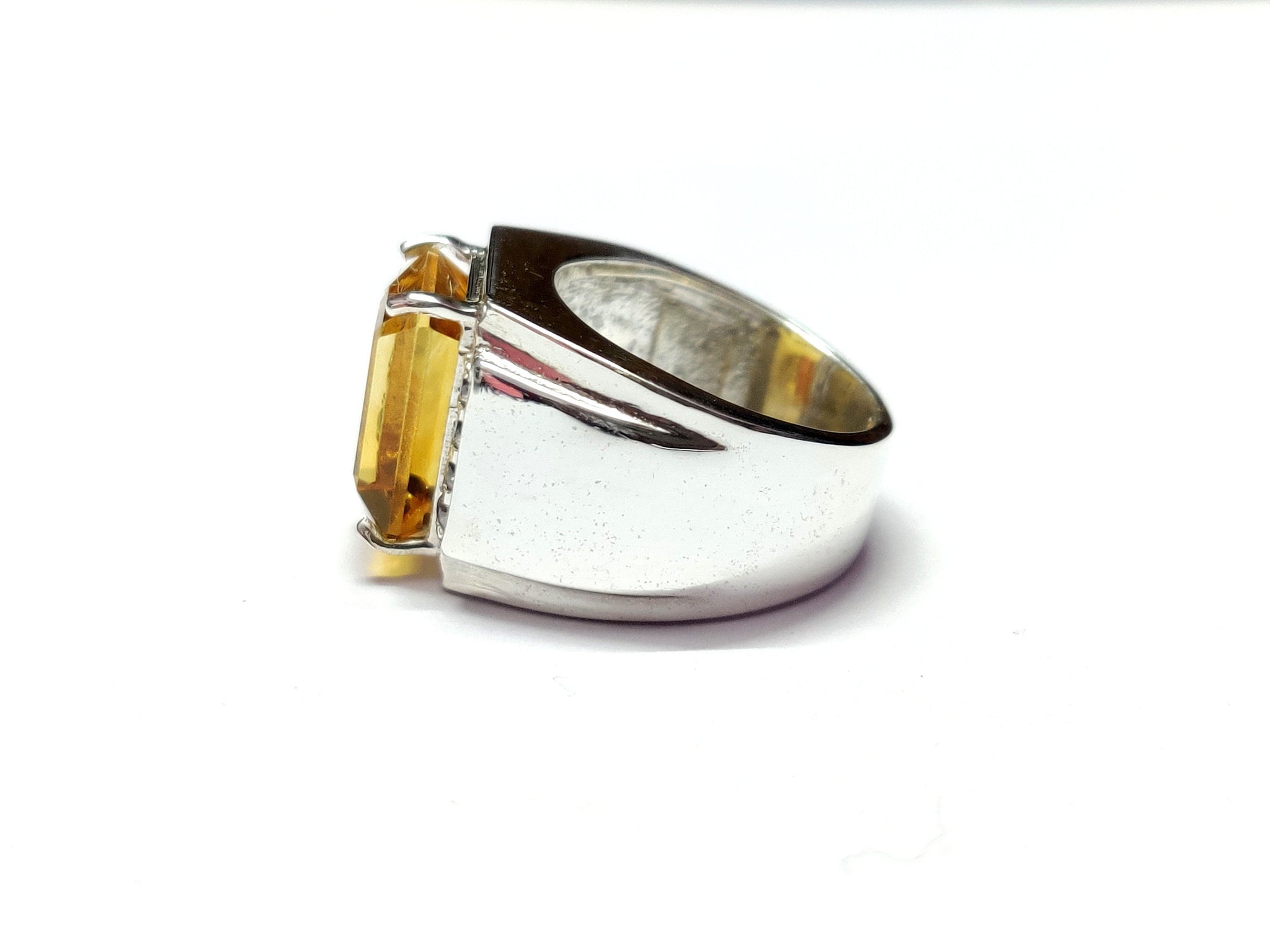 Large Citrine Ring Citrine Statement Ring 7.5 Ct Citrine Cocktail Ring 10x14 mm Octagon Citrine Engagement Band Sterling Silver Citrine Band