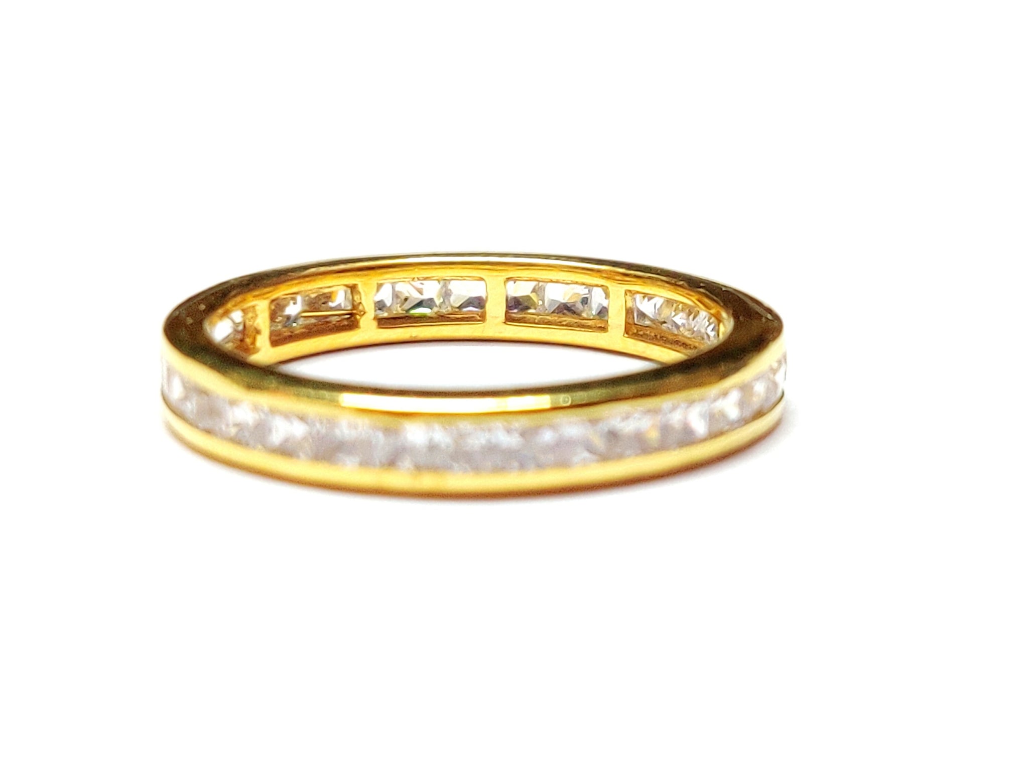 Handmade Eternity Ring Sterling Silver Engagement Eternity Ring Cubic Zircon Eternity Band Gold Micron Plating Eternity Ring