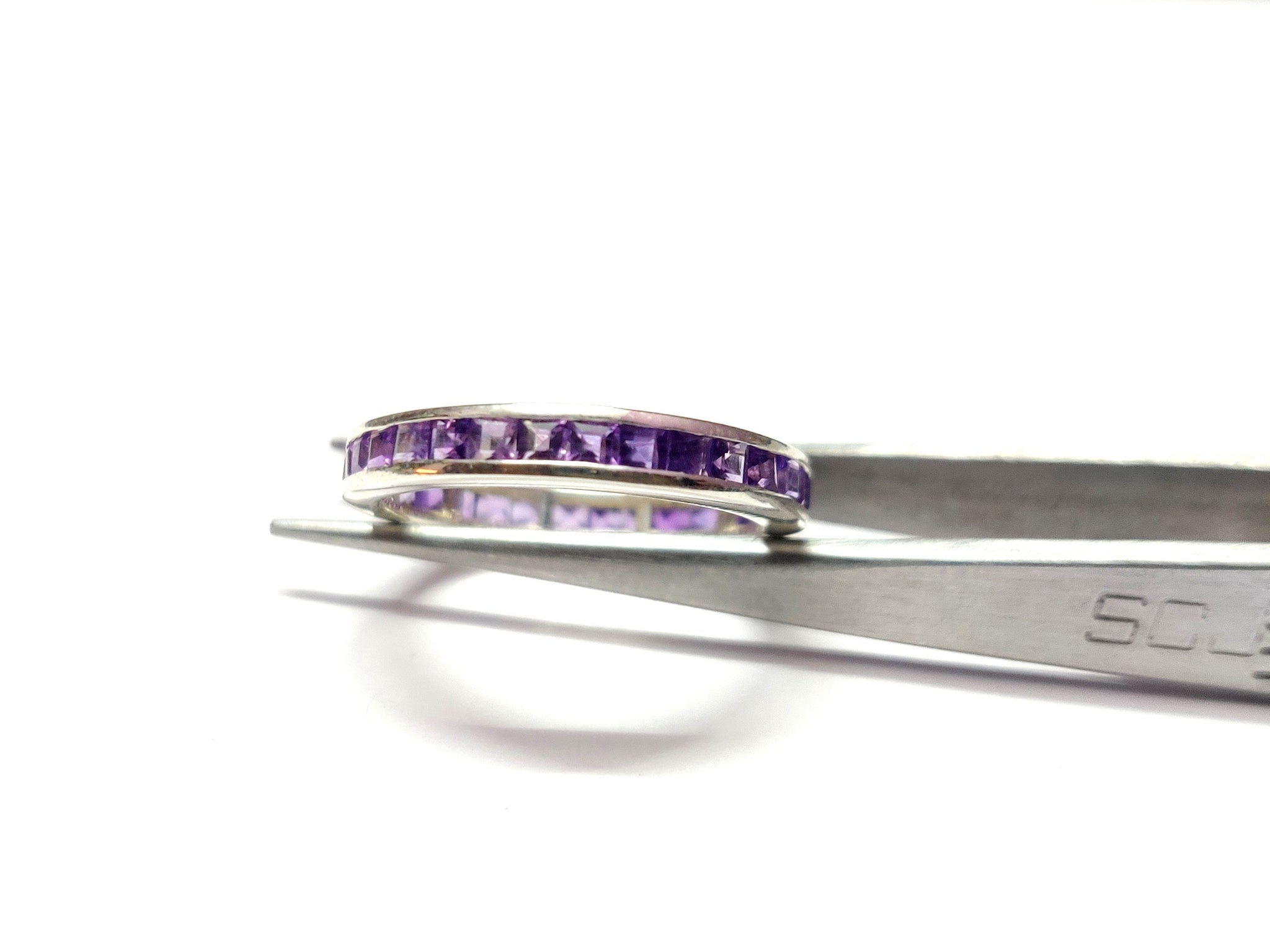 Amethyst Eternity Ring Sterling Silver Amethyst Engagement Eternity Ring Amethyst Eternity Band Gold Micron Plating Dainty Eternity Ring