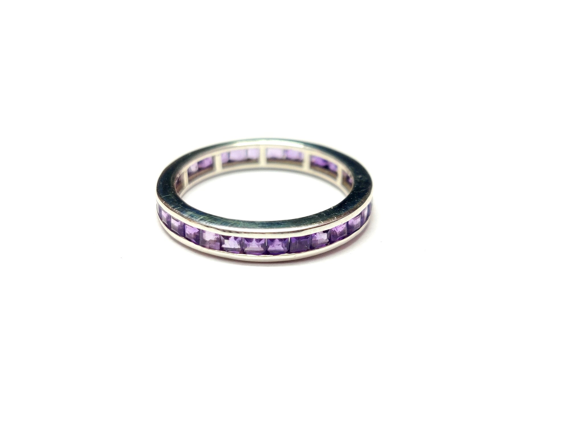Amethyst Eternity Ring Sterling Silver Amethyst Engagement Eternity Ring Amethyst Eternity Band Gold Micron Plating Dainty Eternity Ring