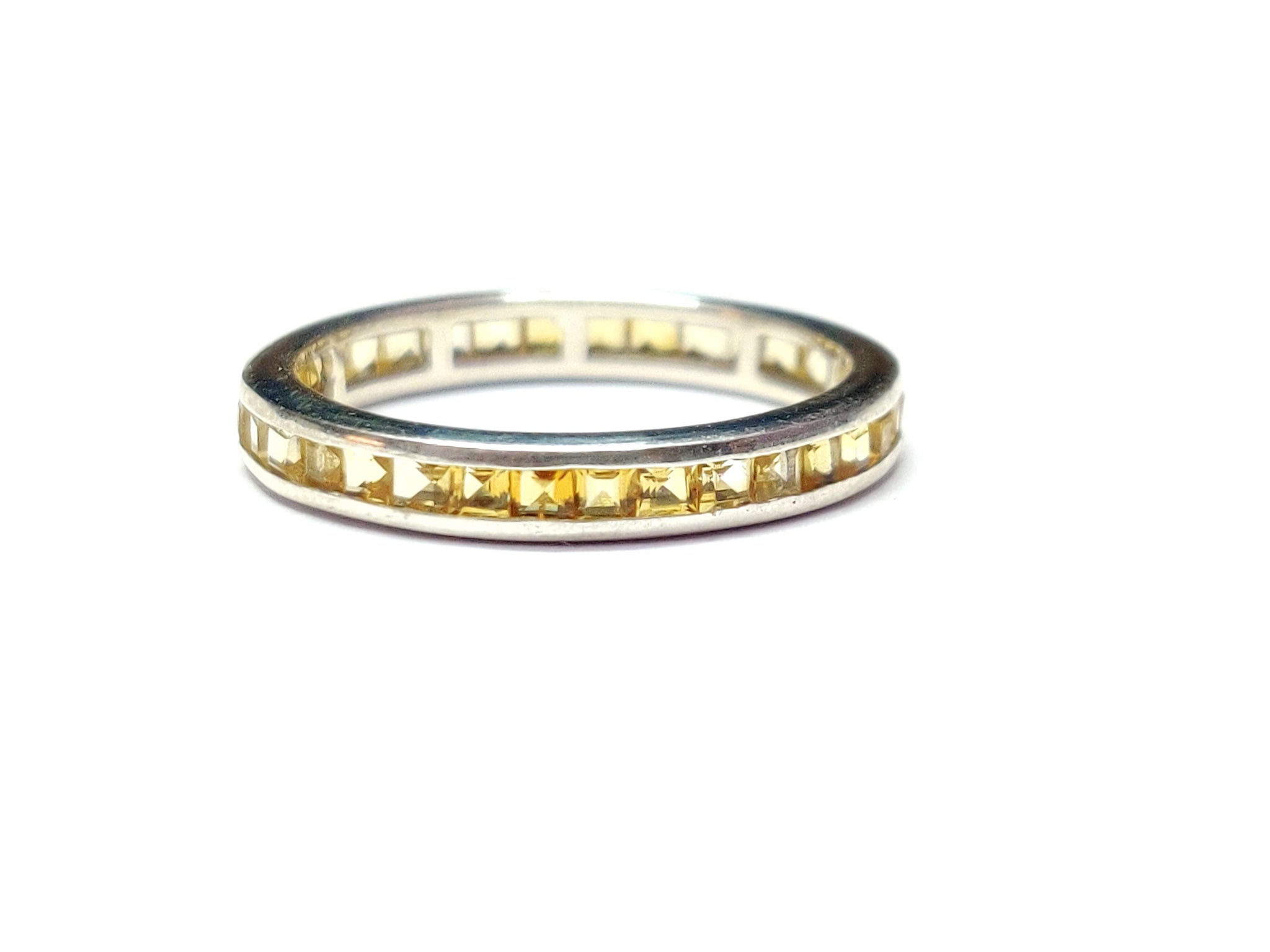 Citrine Eternity Ring Sterling Silver Citrine Engagement Eternity Ring Citrine Eternity Band Natural Citrine Dainty Eternity Ring