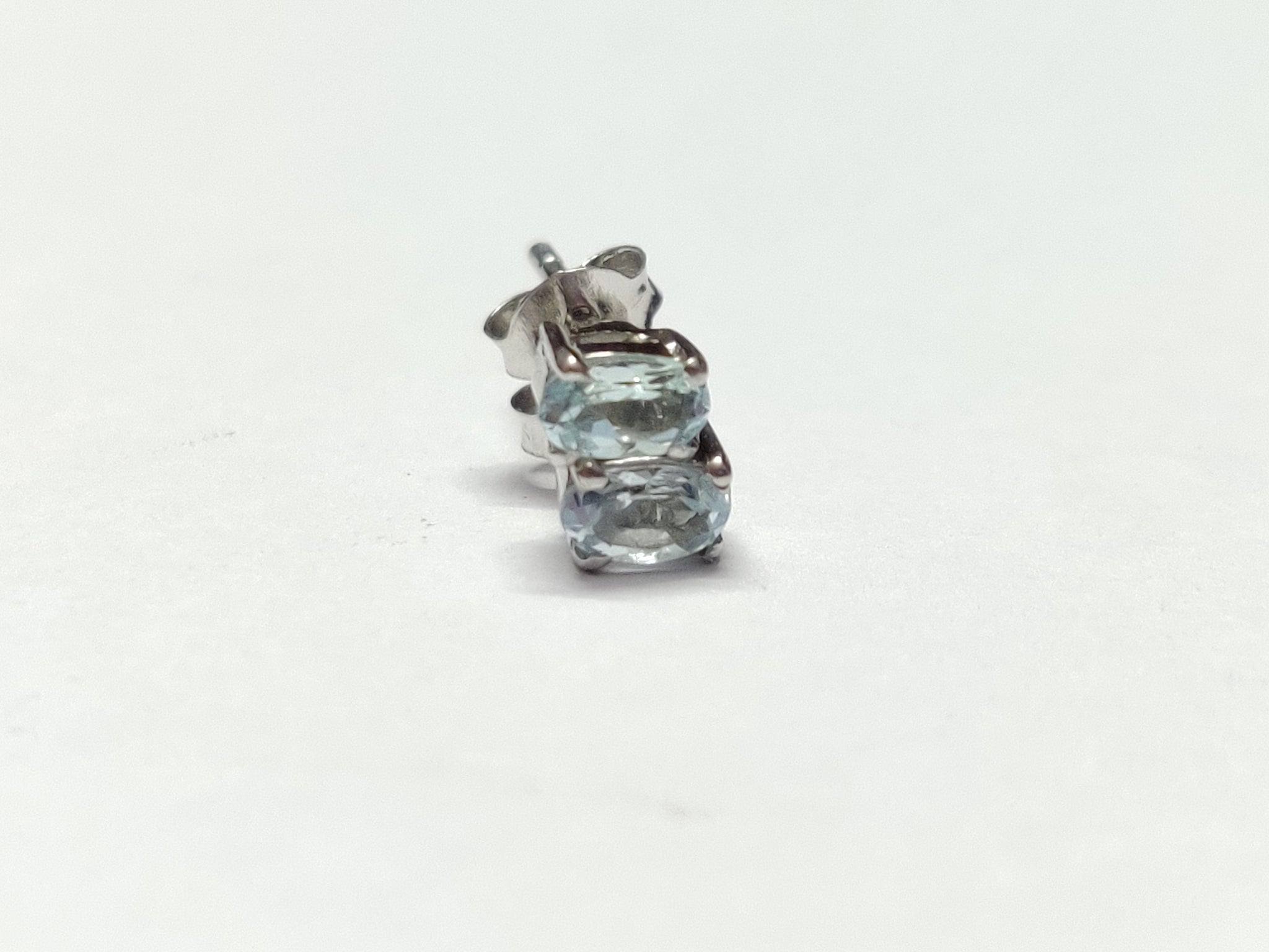 Silver Blue Topaz Ear Studs Natural Blue Topaz Stud Earring 4x6 mm Oval 0.5 Ct Blue Topaz Ear Studs Natural Blue Topaz Tiny Ear Studs
