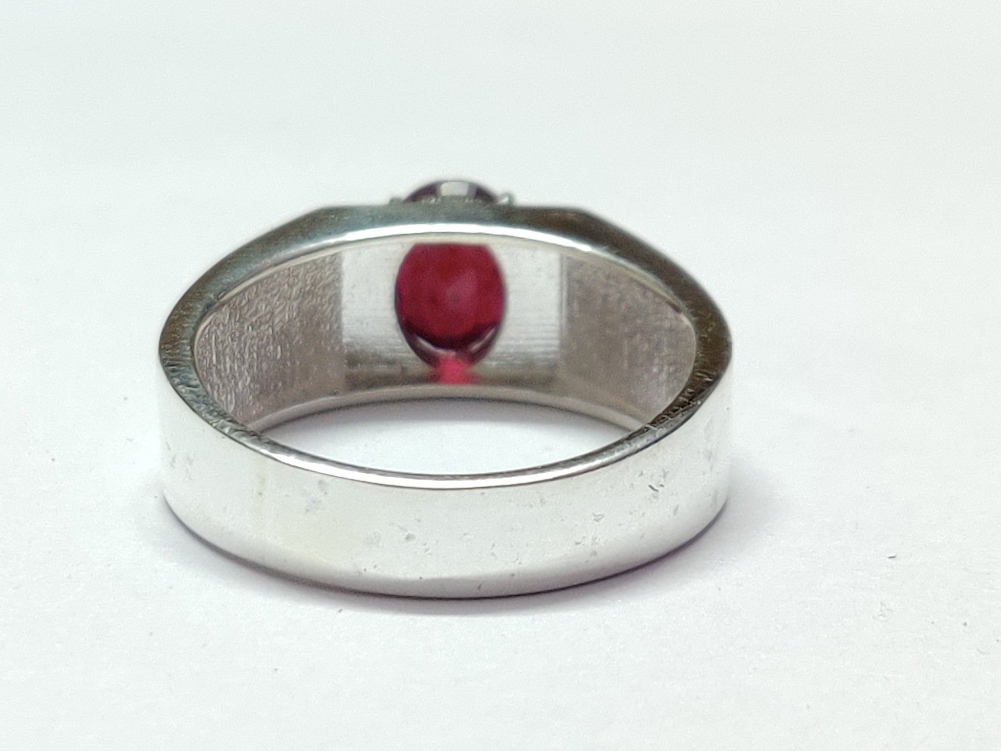 Ruby Art Deco Ring 1.5 Ct Ruby Vintage Ring Sterling Silver Ruby Band Heavy Silver Ruby Ring Vintage Ruby Ring 6x8 mm Oval Ruby Filled Ring