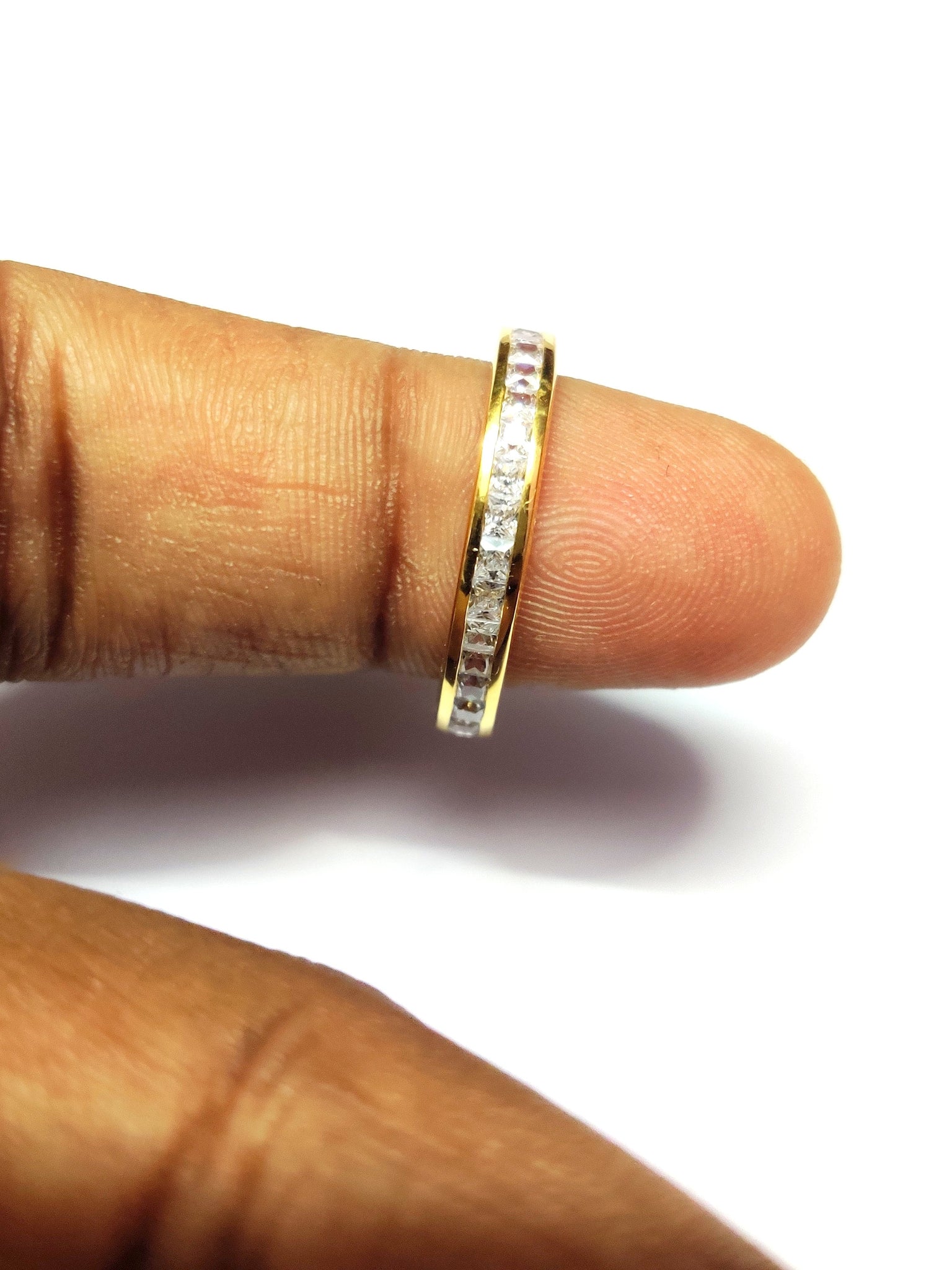 Handmade Eternity Ring Sterling Silver Engagement Eternity Ring Cubic Zircon Eternity Band Gold Micron Plating Eternity Ring