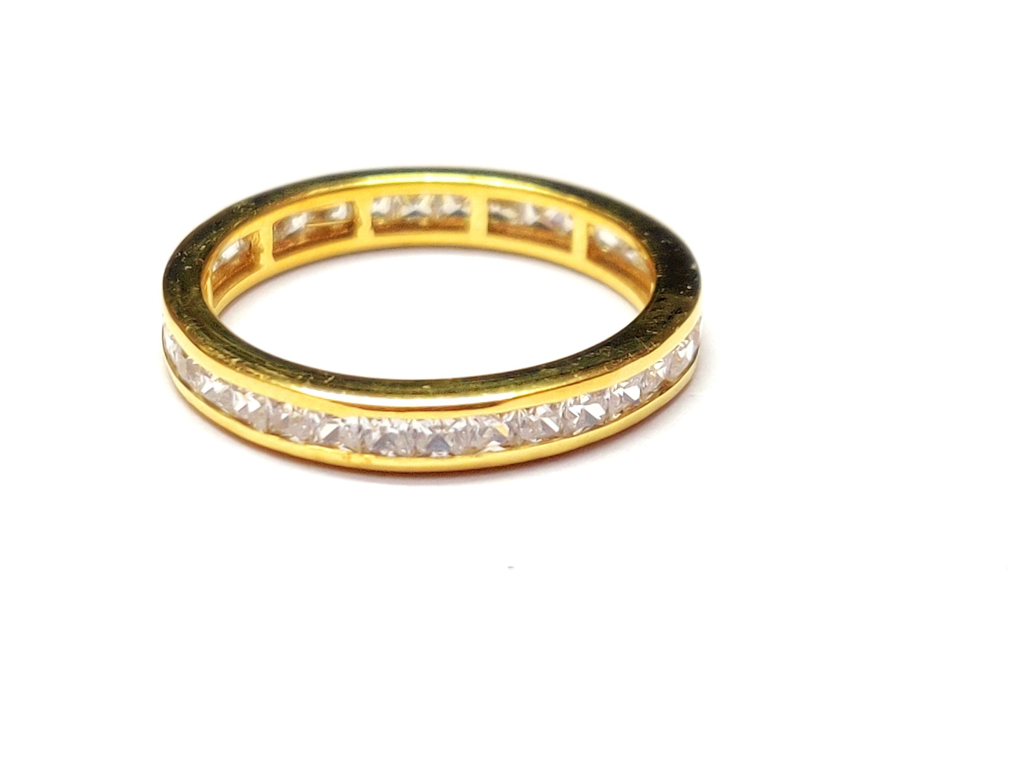 Handmade Eternity Ring Sterling Silver Engagement Eternity Ring Cubic Zircon Eternity Band Gold Micron Plating Eternity Ring