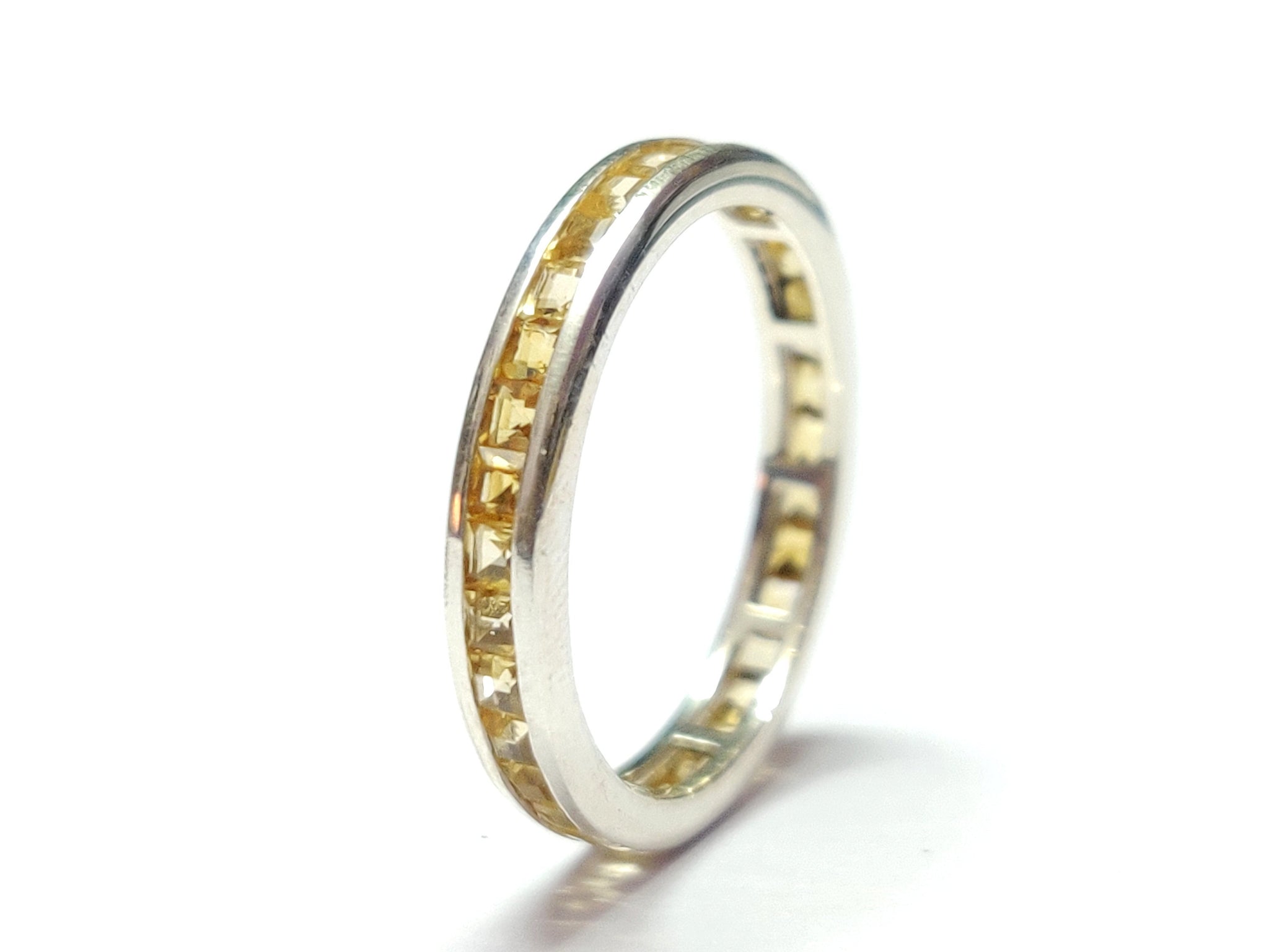 Citrine Eternity Ring Sterling Silver Citrine Engagement Eternity Ring Citrine Eternity Band Natural Citrine Dainty Eternity Ring