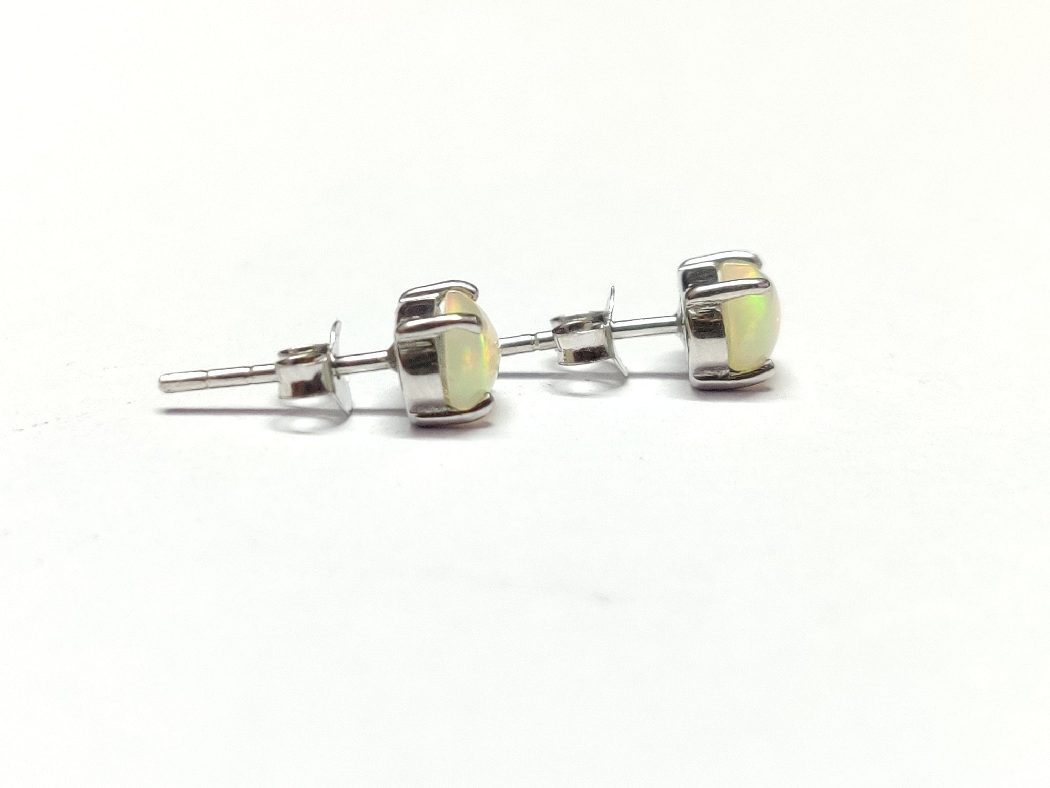 925 Silver Ethiopian Opal Ear Studs Natural Opal Stud Earrings 5x7 mm Oval 1 Ct Opal Ear Studs Dainty Opal Earrings