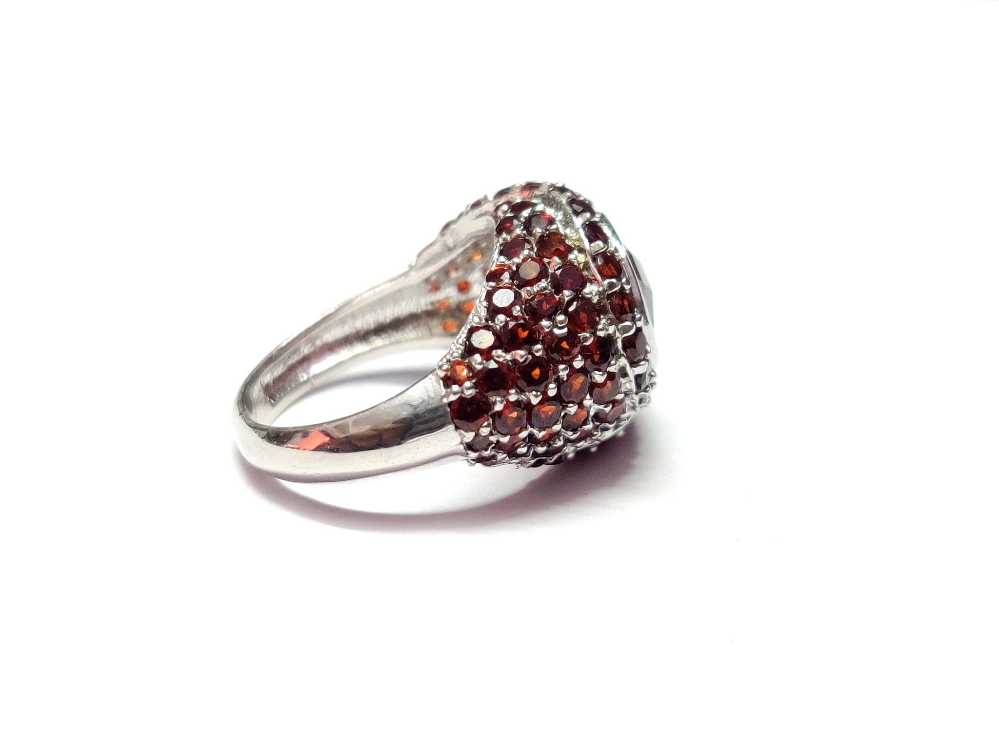 Garnet Engagement Ring Natural Garnet Wedding Ring 7x9 mm Oval Garnet with Garnet Accents Sterling Silver Garnet Engagement Ring