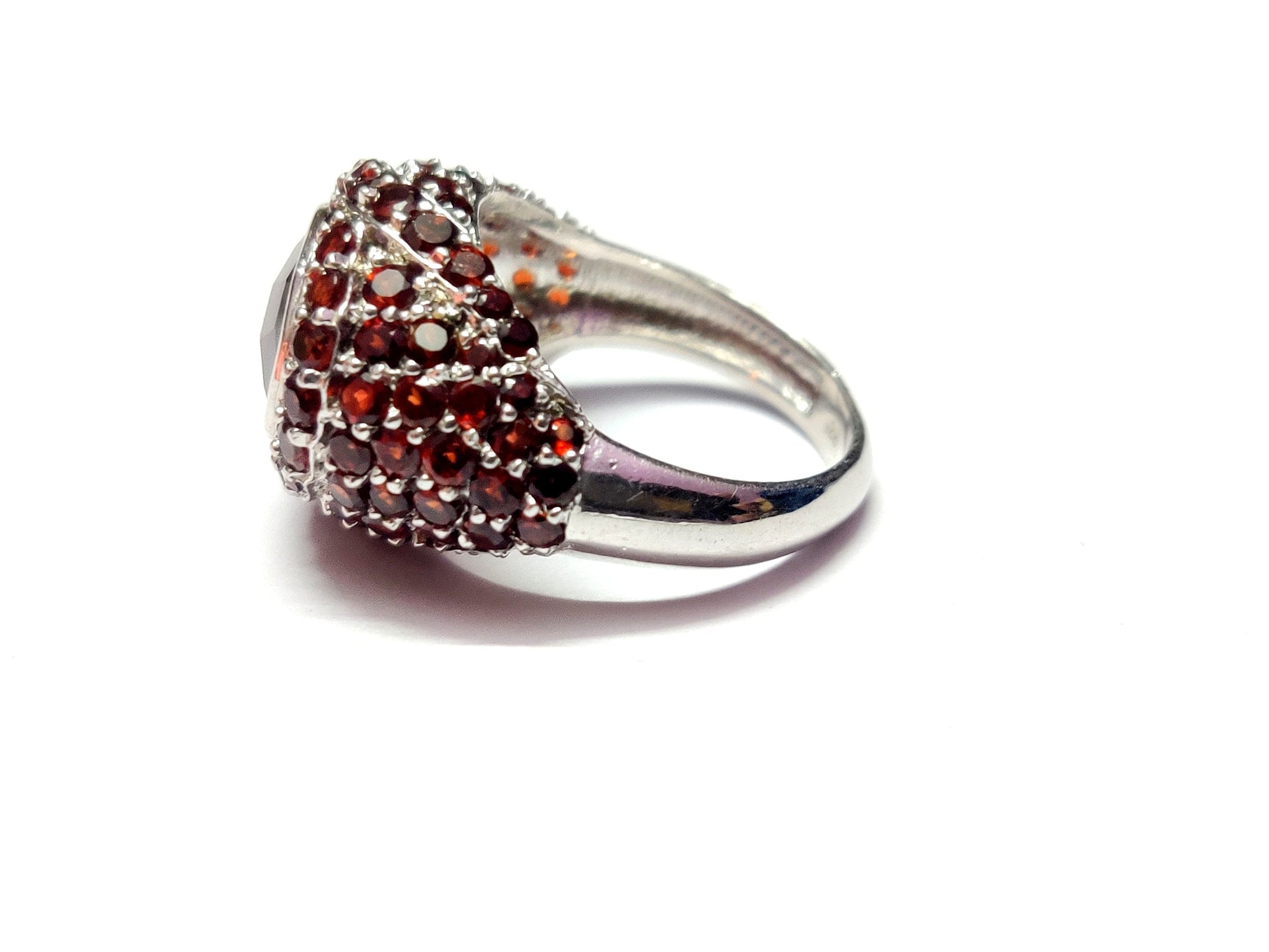 Garnet Engagement Ring Natural Garnet Wedding Ring 7x9 mm Oval Garnet with Garnet Accents Sterling Silver Garnet Engagement Ring