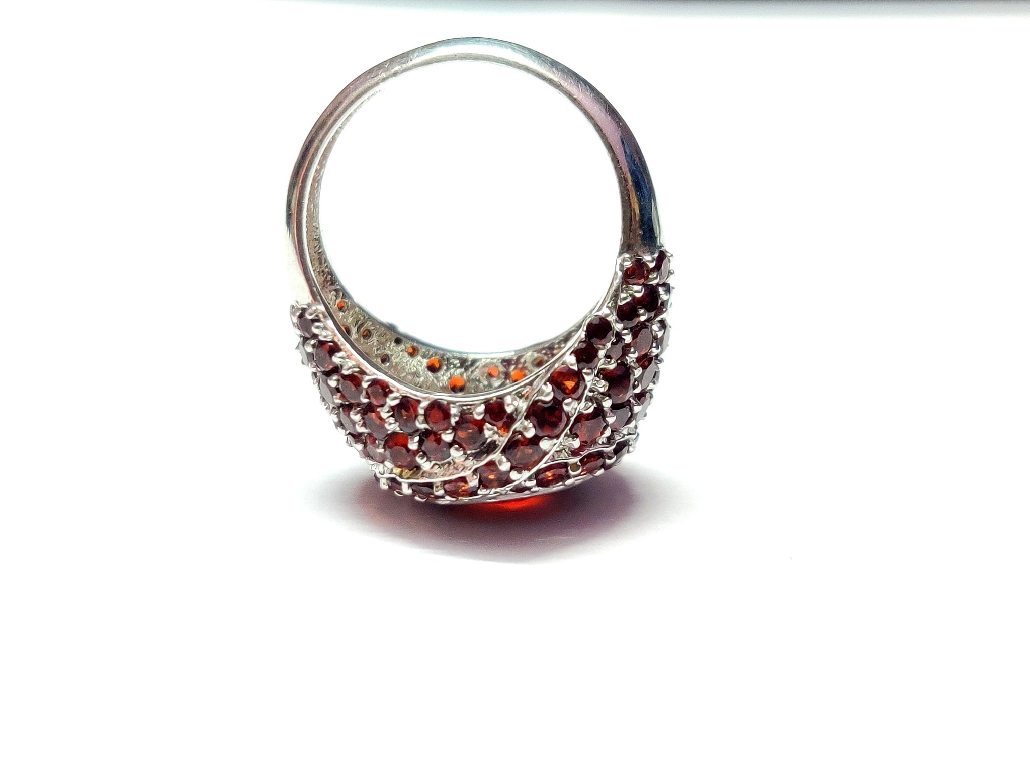 Garnet Engagement Ring Natural Garnet Wedding Ring 7x9 mm Oval Garnet with Garnet Accents Sterling Silver Garnet Engagement Ring