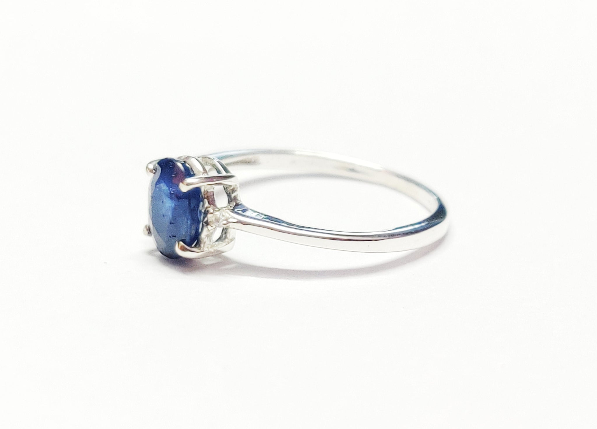 Blue Sapphire Promise Ring 5x7 mm Oval Sapphire Band Natural Blue Sapphire Anniversary Ring September Birthstone Ring Sapphire Wedding Ring
