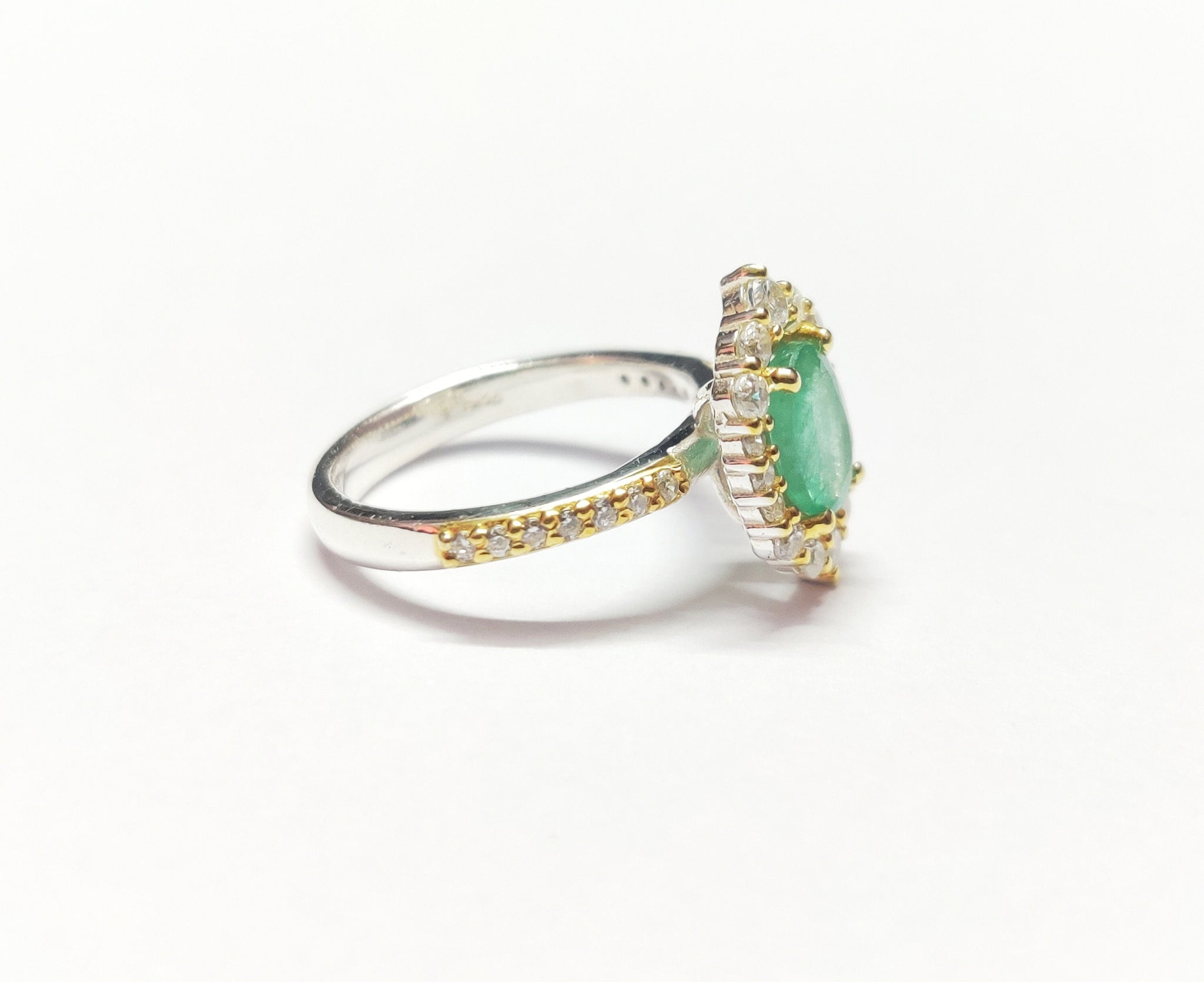 Emerald Engagement Ring 6x8 mm Oval 1.5 Ct Emerald Engagement Band Natural Emerald Wedding Ring Sterling Silver Emerald Engagement Ring