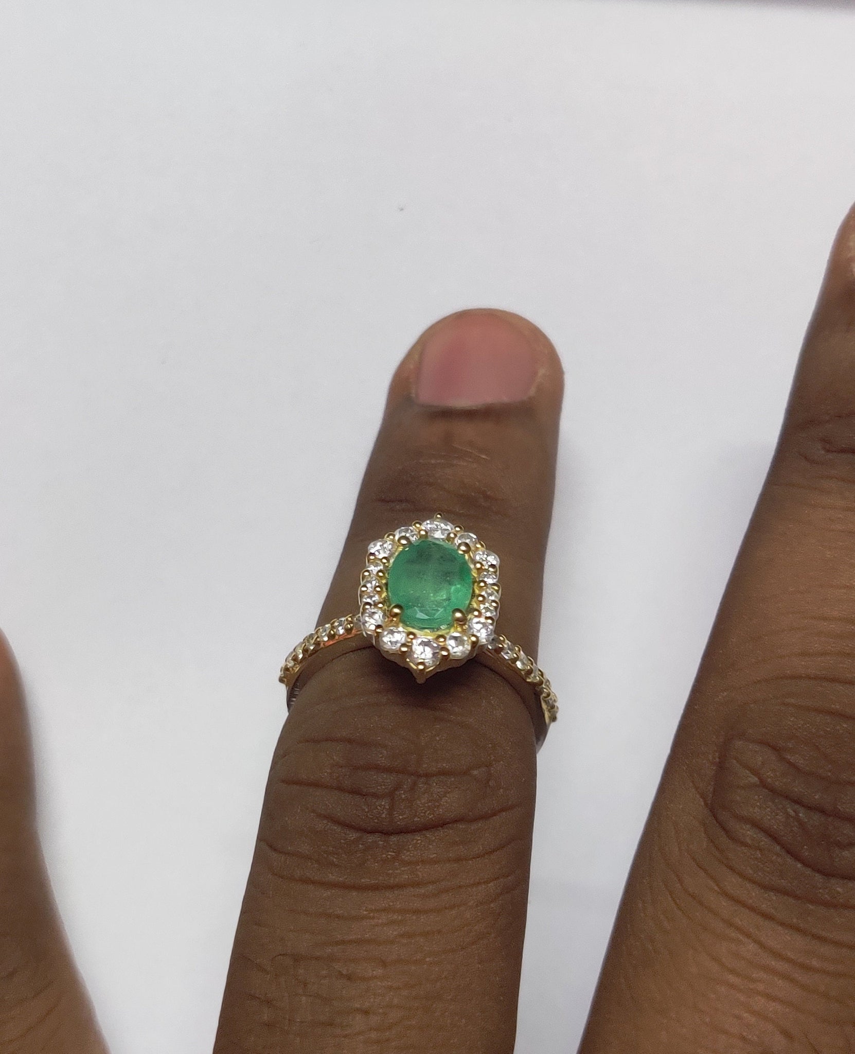 Emerald Engagement Ring 6x8 mm Oval 1.5 Ct Emerald Engagement Band Natural Emerald Wedding Ring Sterling Silver Emerald Engagement Ring