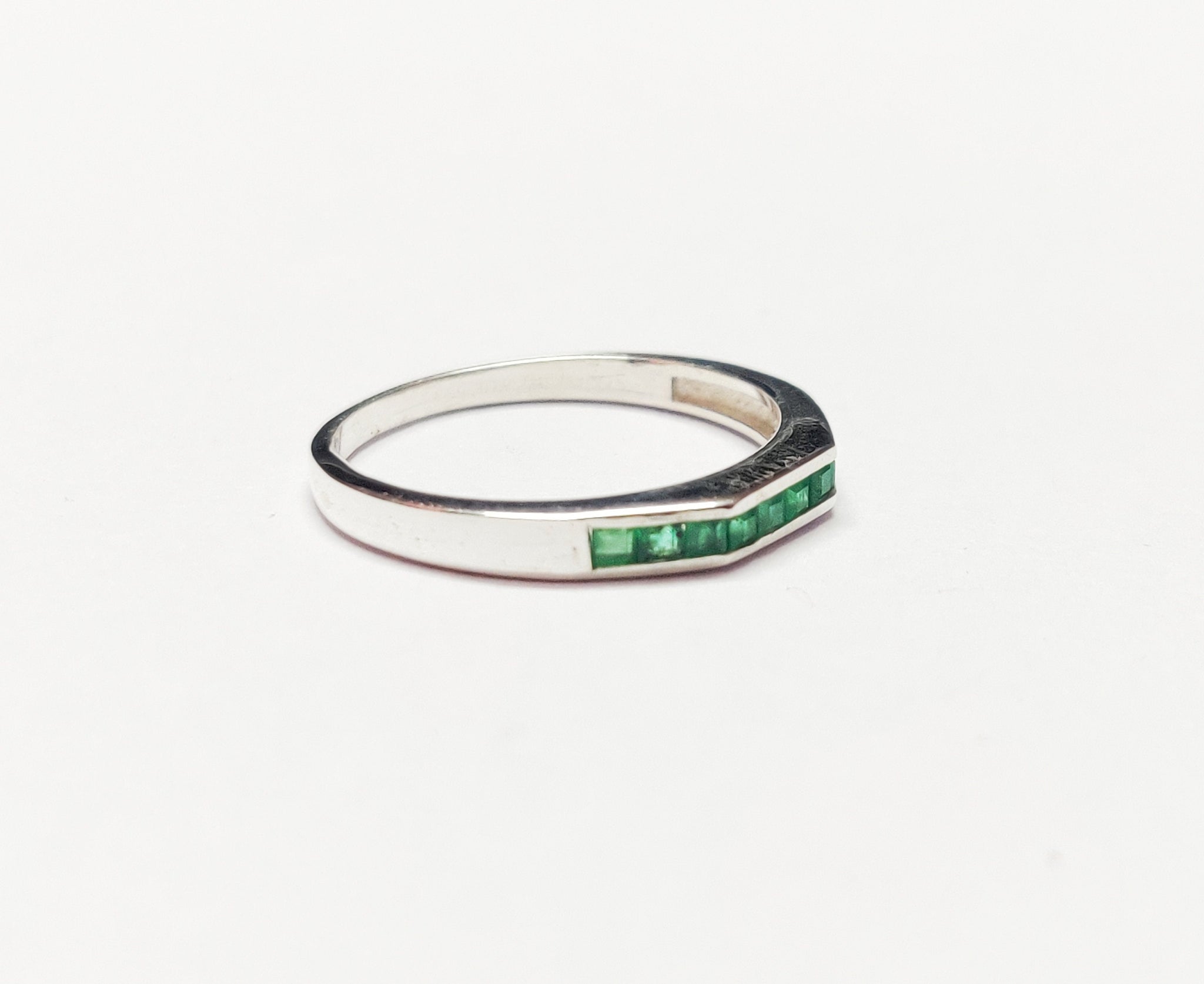 Emerald Stacking Ring Emerald Minimalist Ring Sterling Silver Emerald Stackable Band Emerald Men Ring 0.6Ct Emerald Band May Birthstone Ring