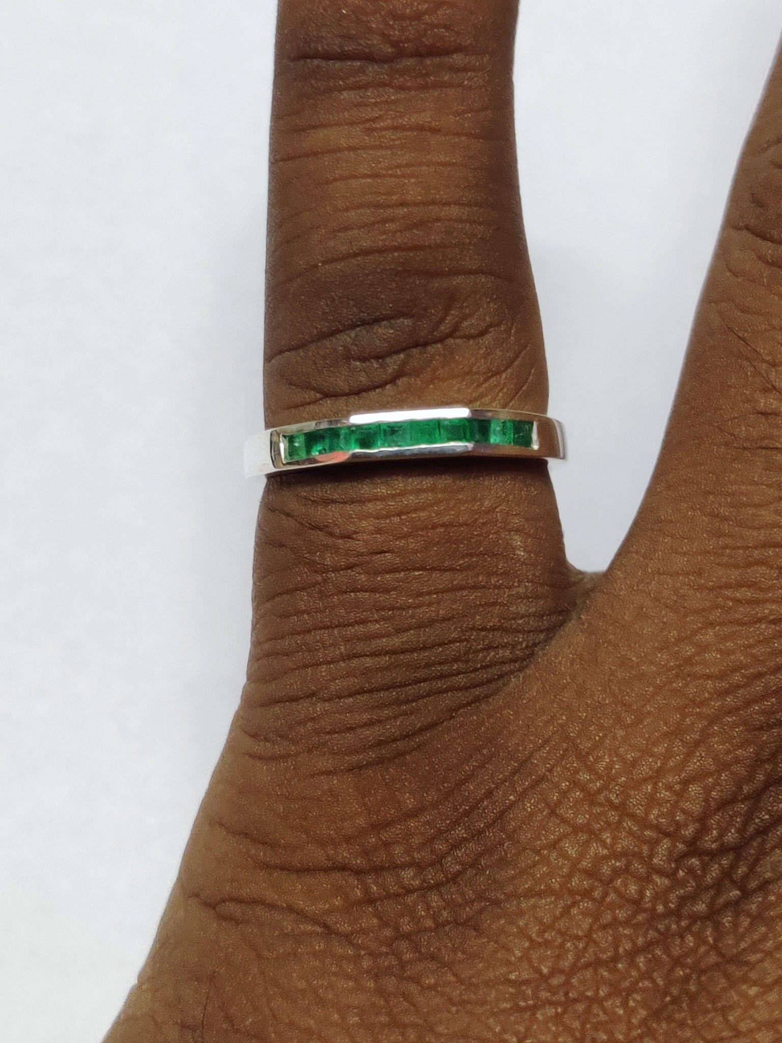Emerald Stacking Ring Emerald Minimalist Ring Sterling Silver Emerald Stackable Band Emerald Men Ring 0.6Ct Emerald Band May Birthstone Ring