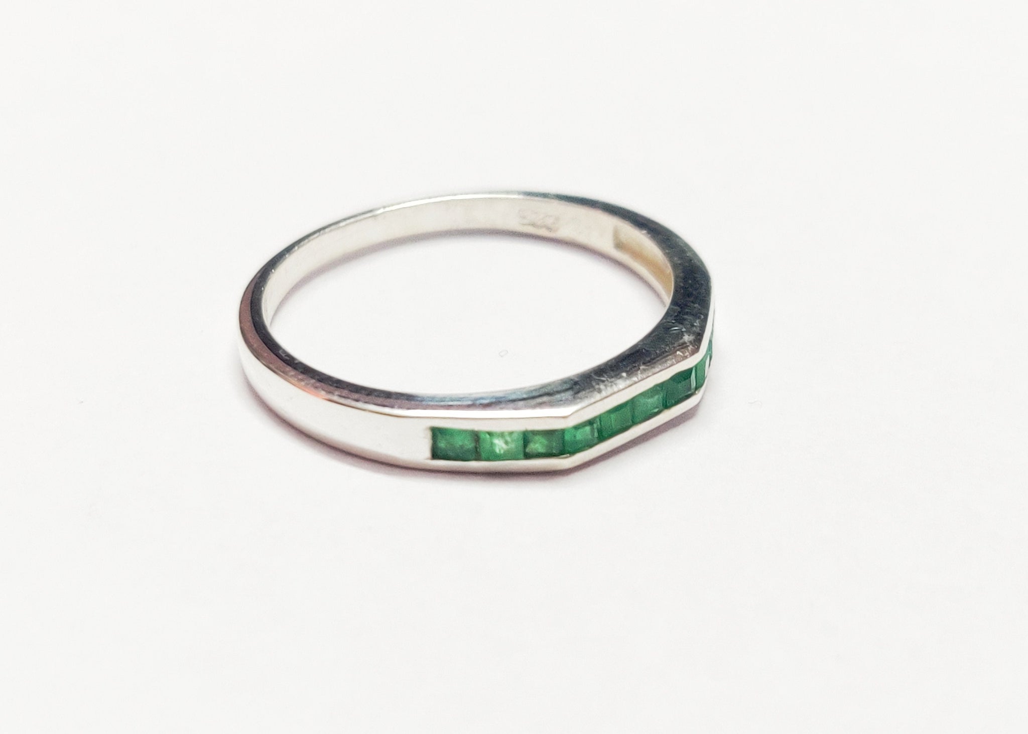 Emerald Stacking Ring Emerald Minimalist Ring Sterling Silver Emerald Stackable Band Emerald Men Ring 0.6Ct Emerald Band May Birthstone Ring