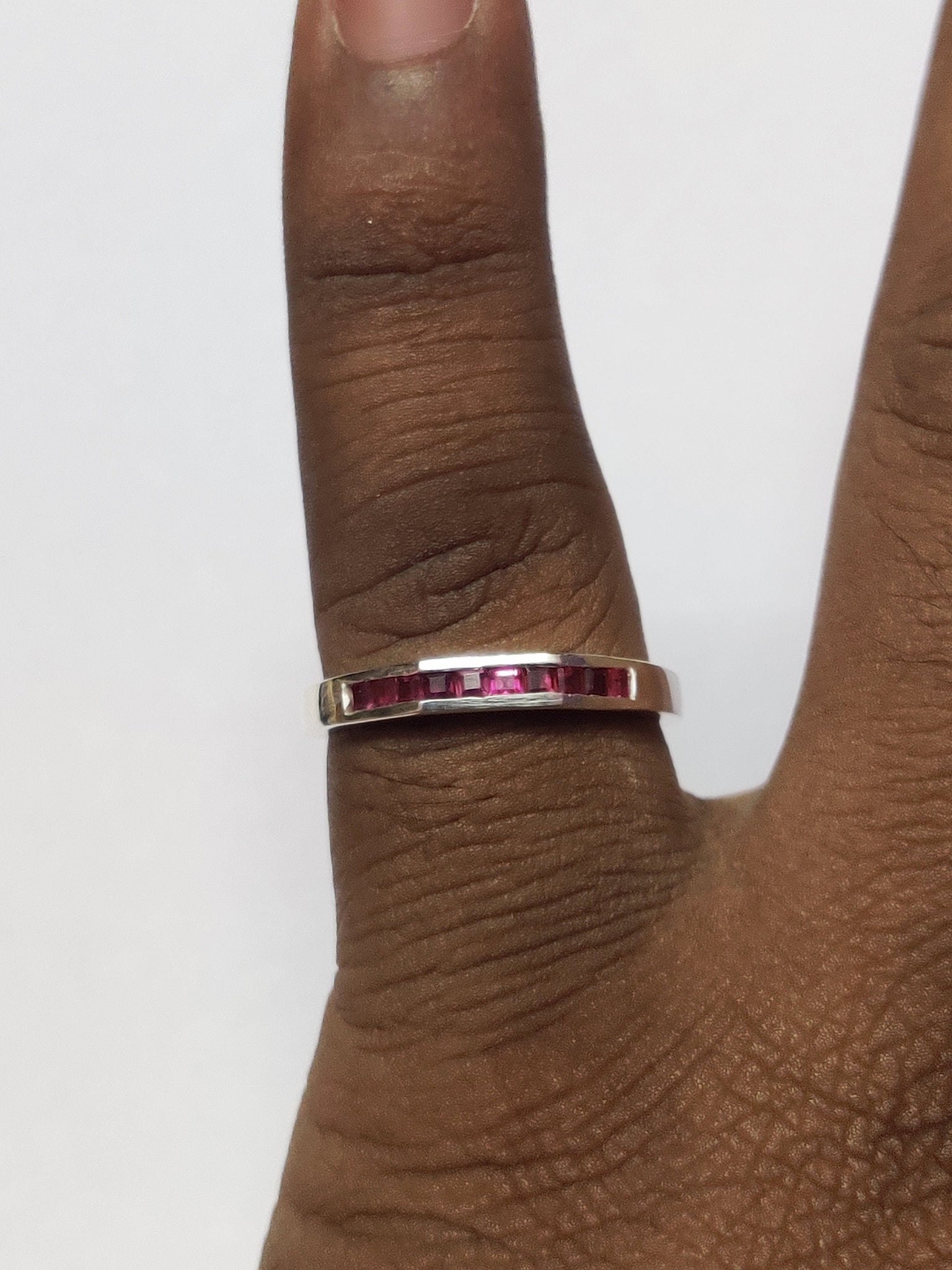 Natural Ruby Stacking Ring Ruby Minimalist Ring Sterling Silver Ruby Stackable Band Ruby Men Ring 0.6 Ct Ruby Band July Birthstone Ring