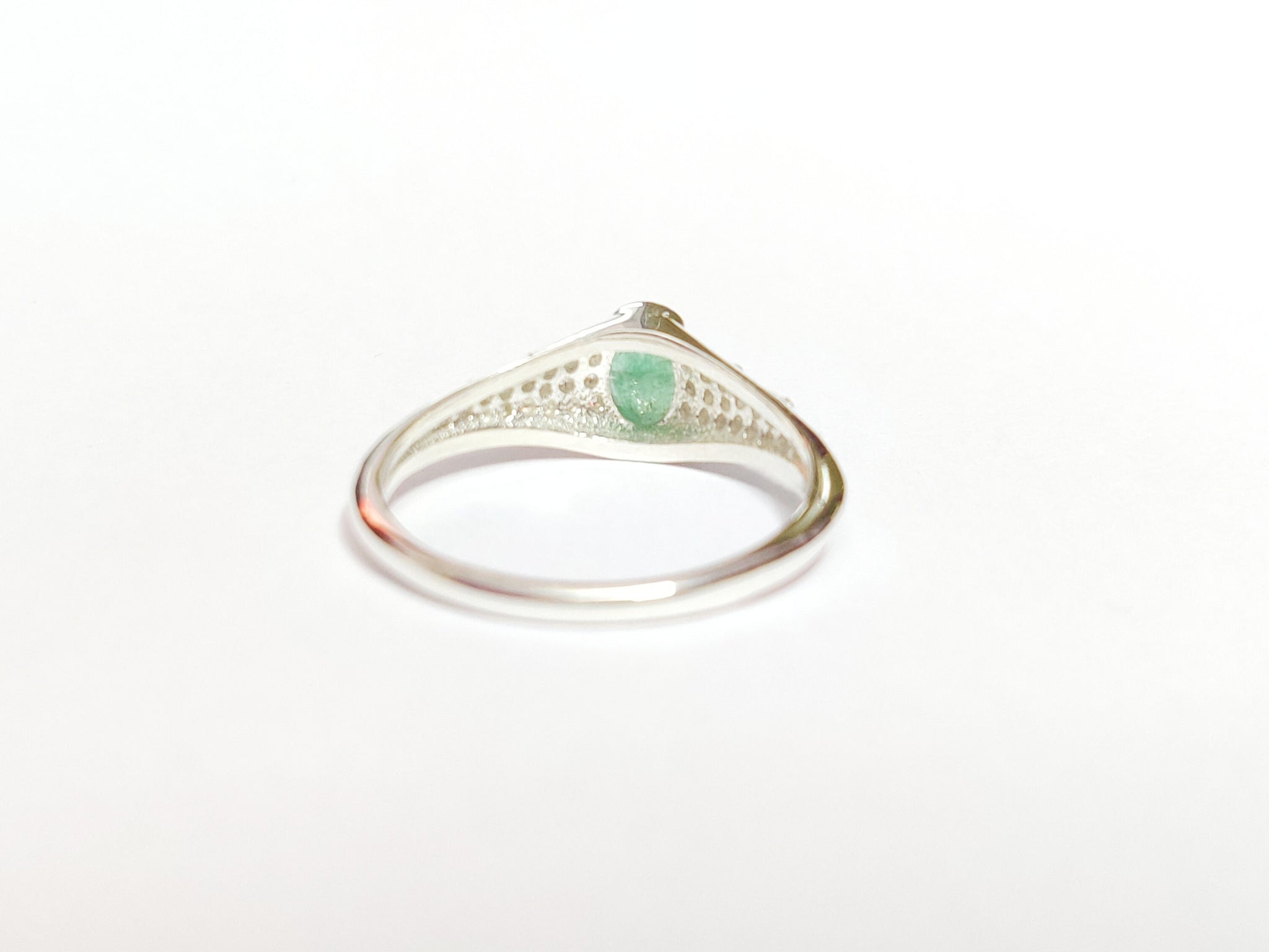 Emerald Promise Ring 5x7 mm Oval Emerald Engagement Ring Emerald Anniversary Band 0.8 Ct Emerald Band For Her May Birthstone Ring